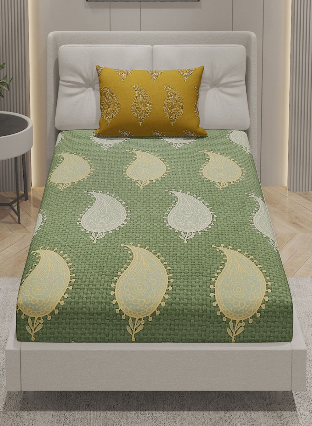 144TC Pure Cotton Single Bedsheet with 1 Pillow Covers