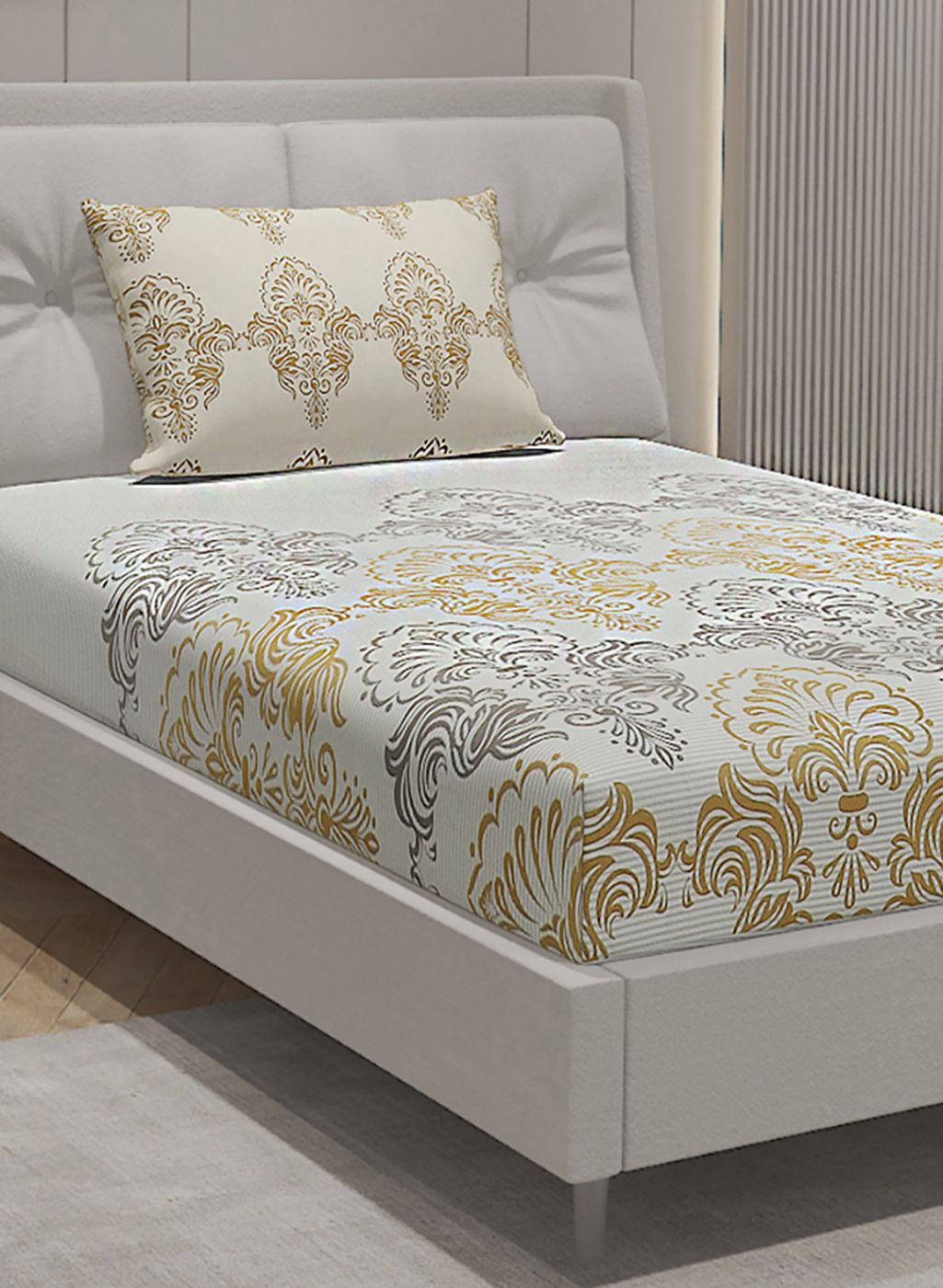 144TC Pure Cotton Single Bedsheet with 1 Pillow Covers