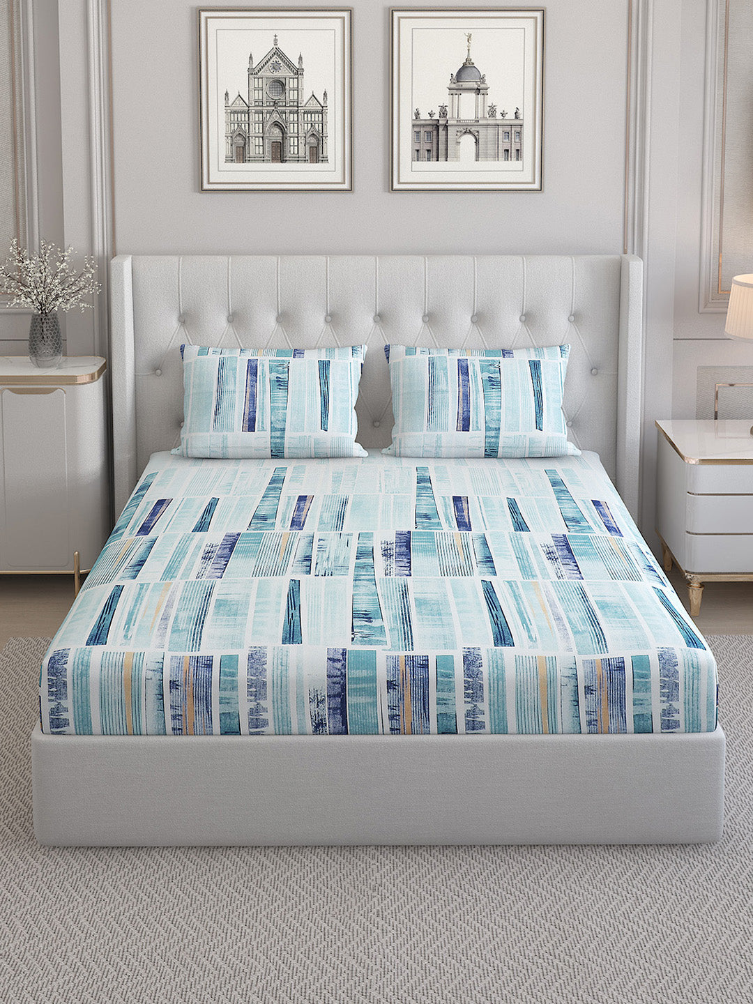 140 TC Cotton Double Bed Bedsheet with 2 Pillow Covers