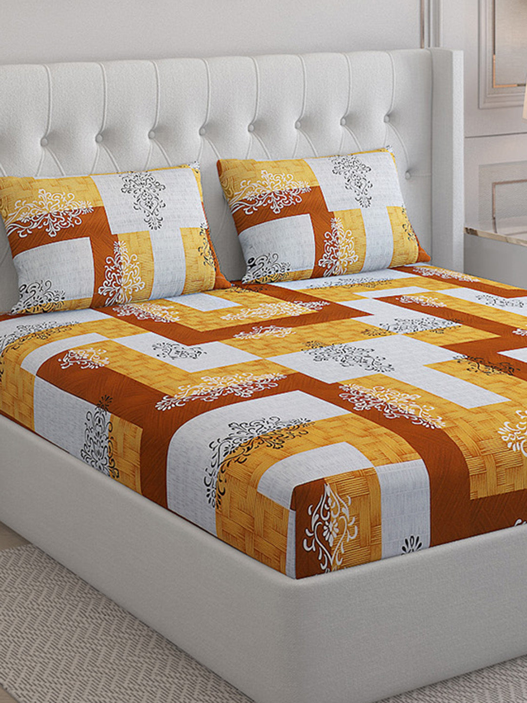 140 TC Cotton Double Bed Bedsheet with 2 Pillow Covers