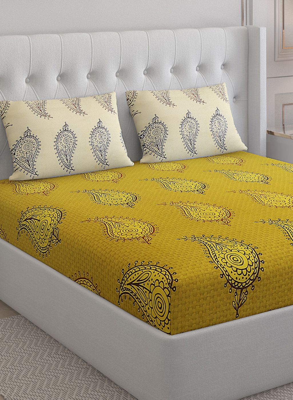 144TC Pure Cotton King Bedsheet with 2 Pillow Covers