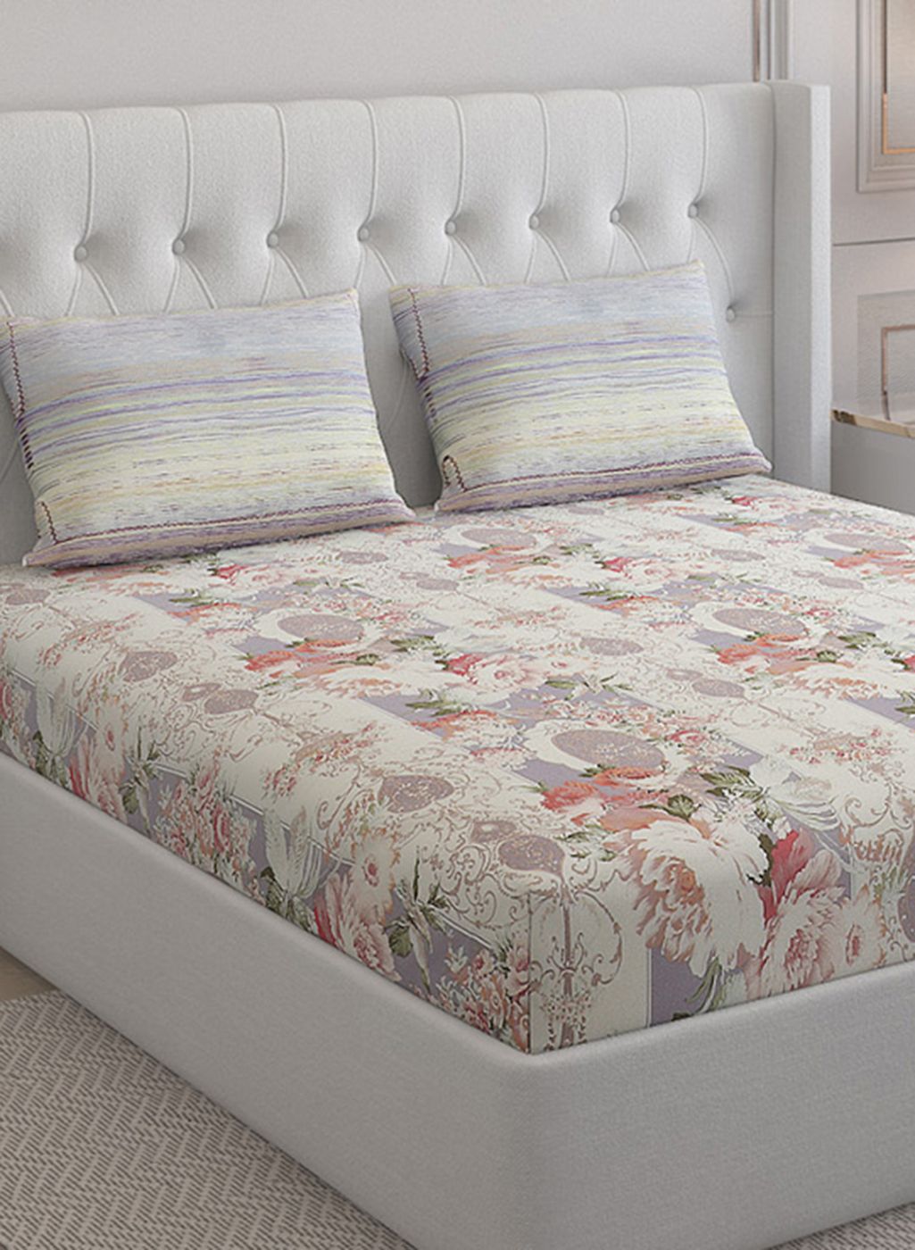 200TC Pure Cotton Queen Bedsheet with 2 Pillow Covers