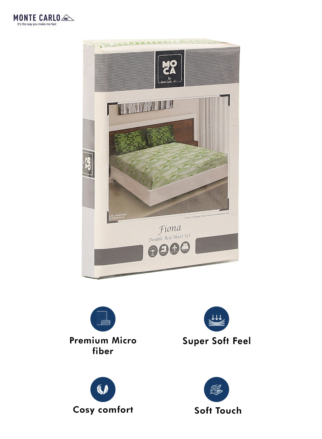 MOCA by Monte Carlo 104 TC Cotton Double Bedsheet with 2 Pillow Covers