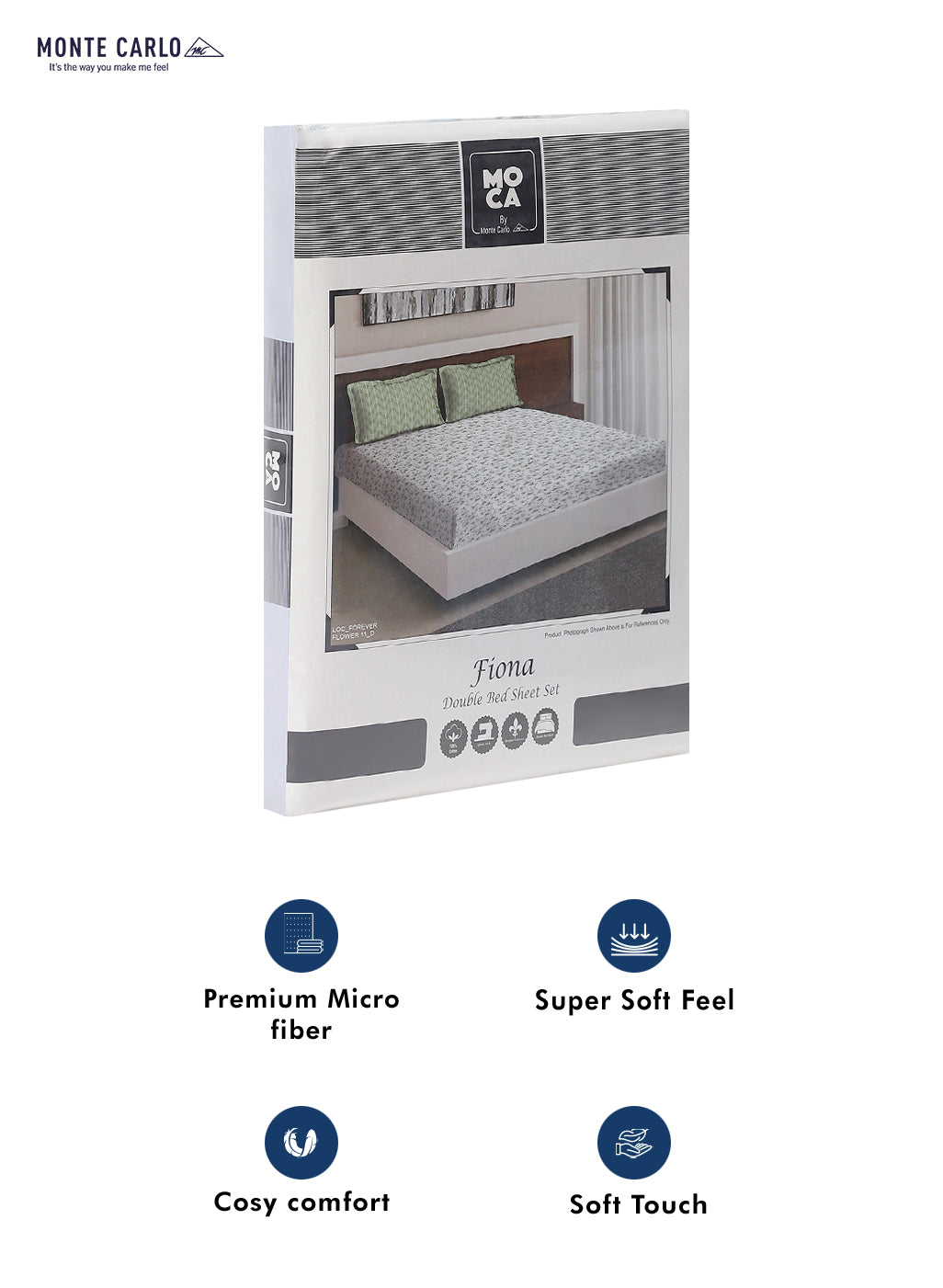 MOCA by Monte Carlo 104 TC Cotton Double Bedsheet with 2 Pillow Covers