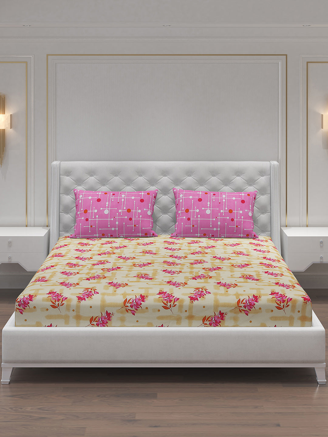 MOCA by Monte Carlo 104 TC Cotton Double Bedsheet with 2 Pillow Covers