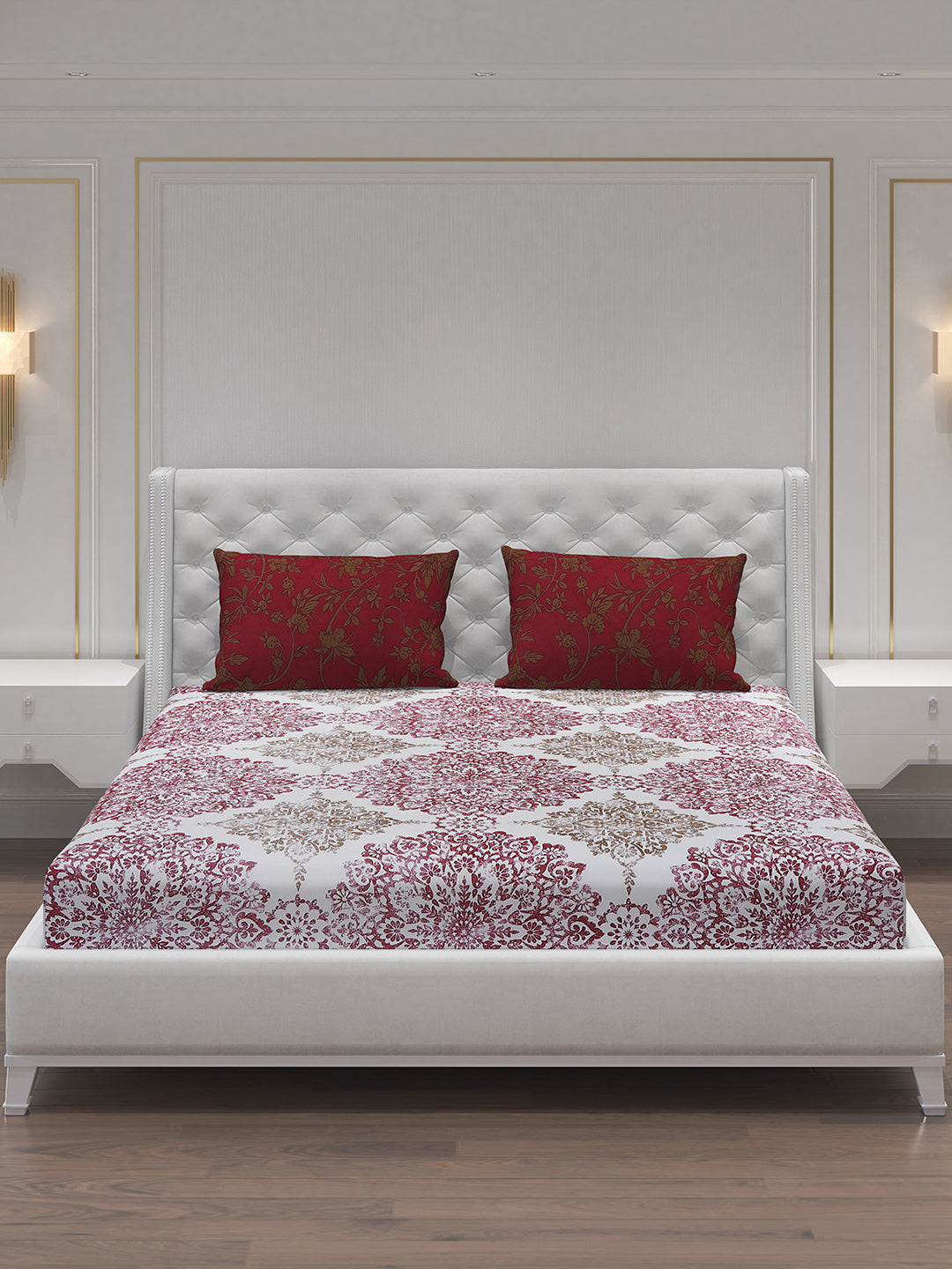 MOCA by Monte Carlo 104 GSM Cotton Double Bedsheet With 2 Pillow Covers