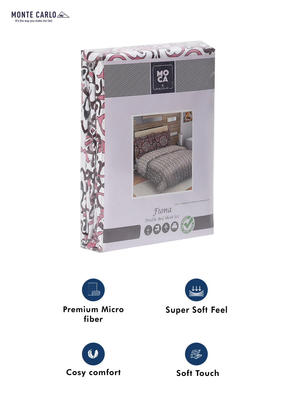 MOCA by Monte Carlo 104 GSM Cotton Double Bedsheet (2 Pcs Set)