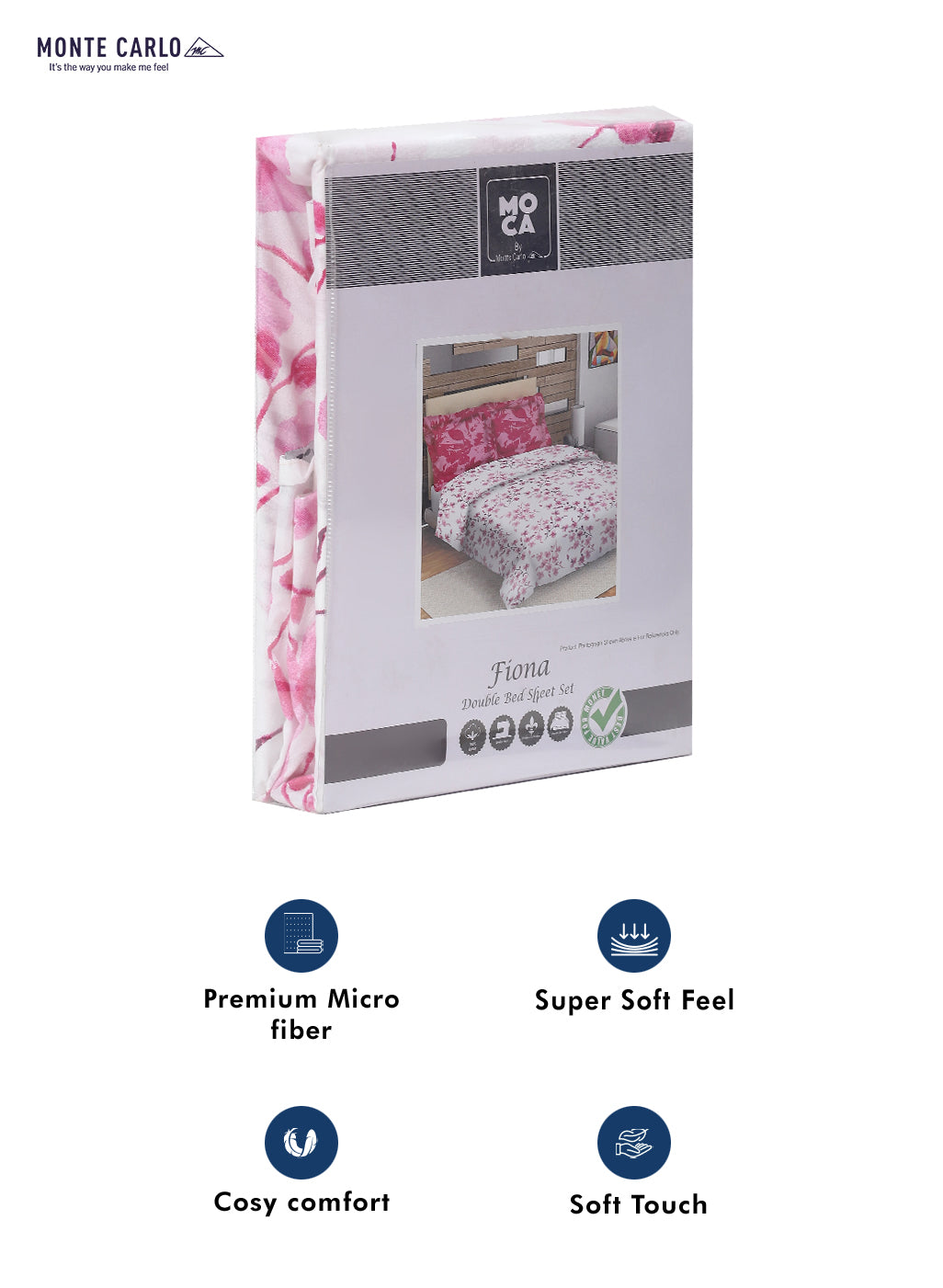 MOCA by Monte Carlo 104 GSM Cotton Double Bedsheet (2 Pcs Set)