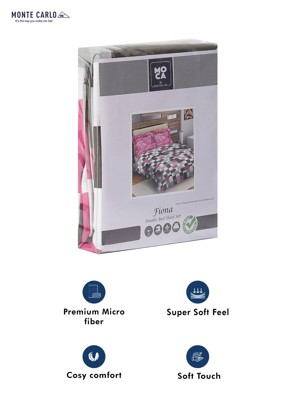 MOCA by Monte Carlo 104 GSM Cotton Double Bedsheet (2 Pcs Set)