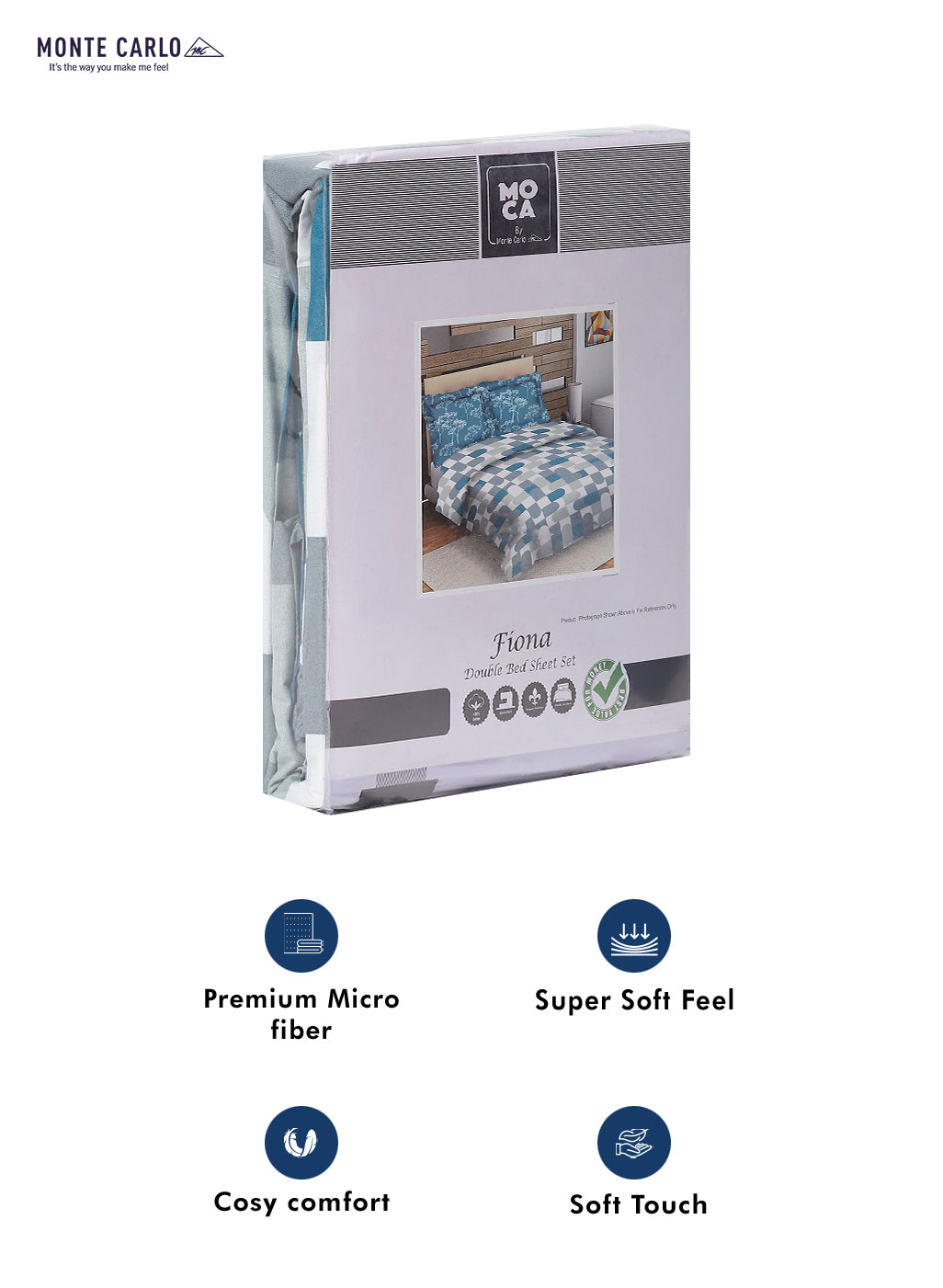 MOCA by Monte Carlo 104 GSM Cotton Double Bedsheet (2 Pcs Set)