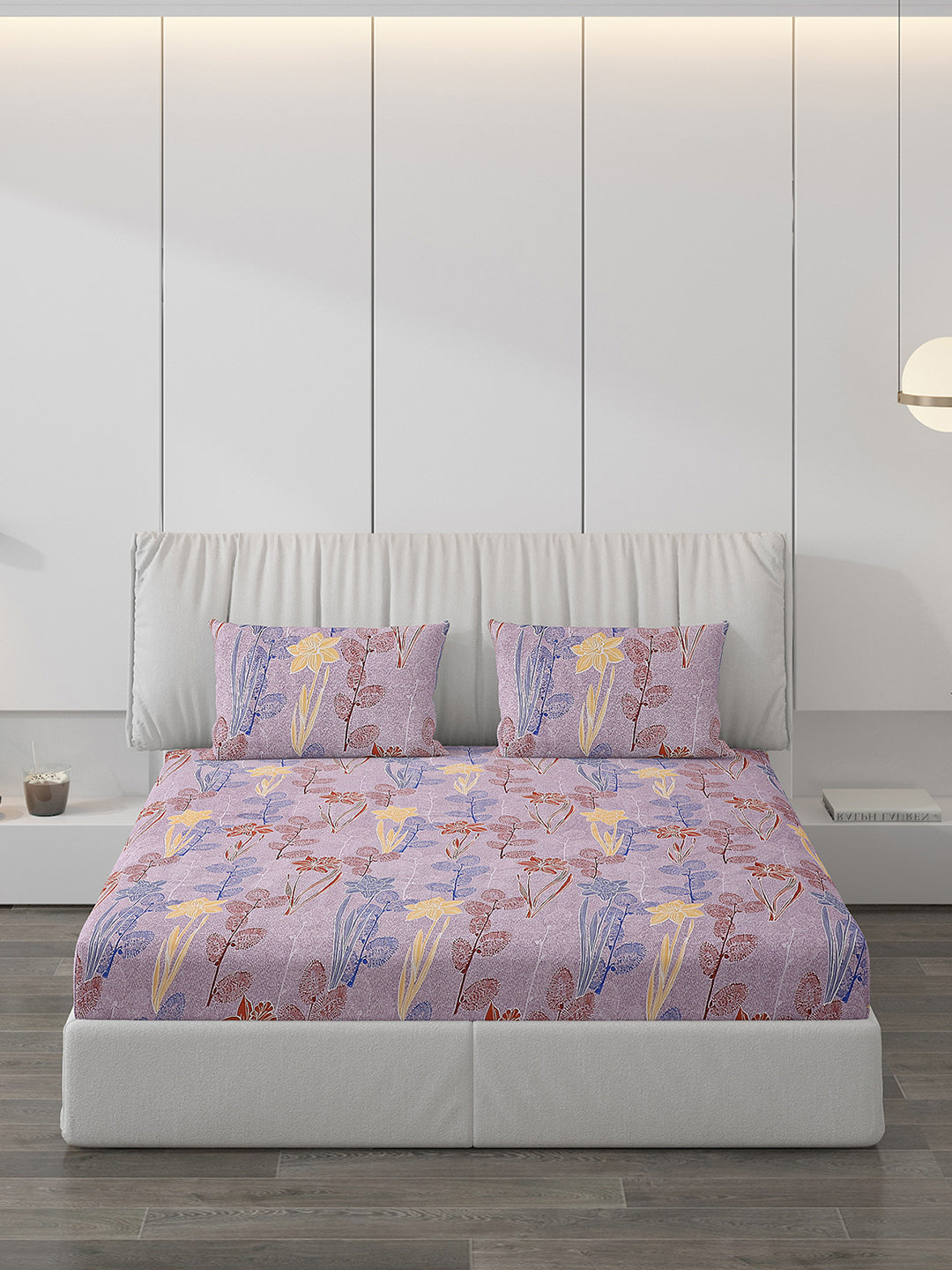 120 GSM  Polyester Double Bed Bedsheet with 2 Pillow Covers - Updated - Updated
