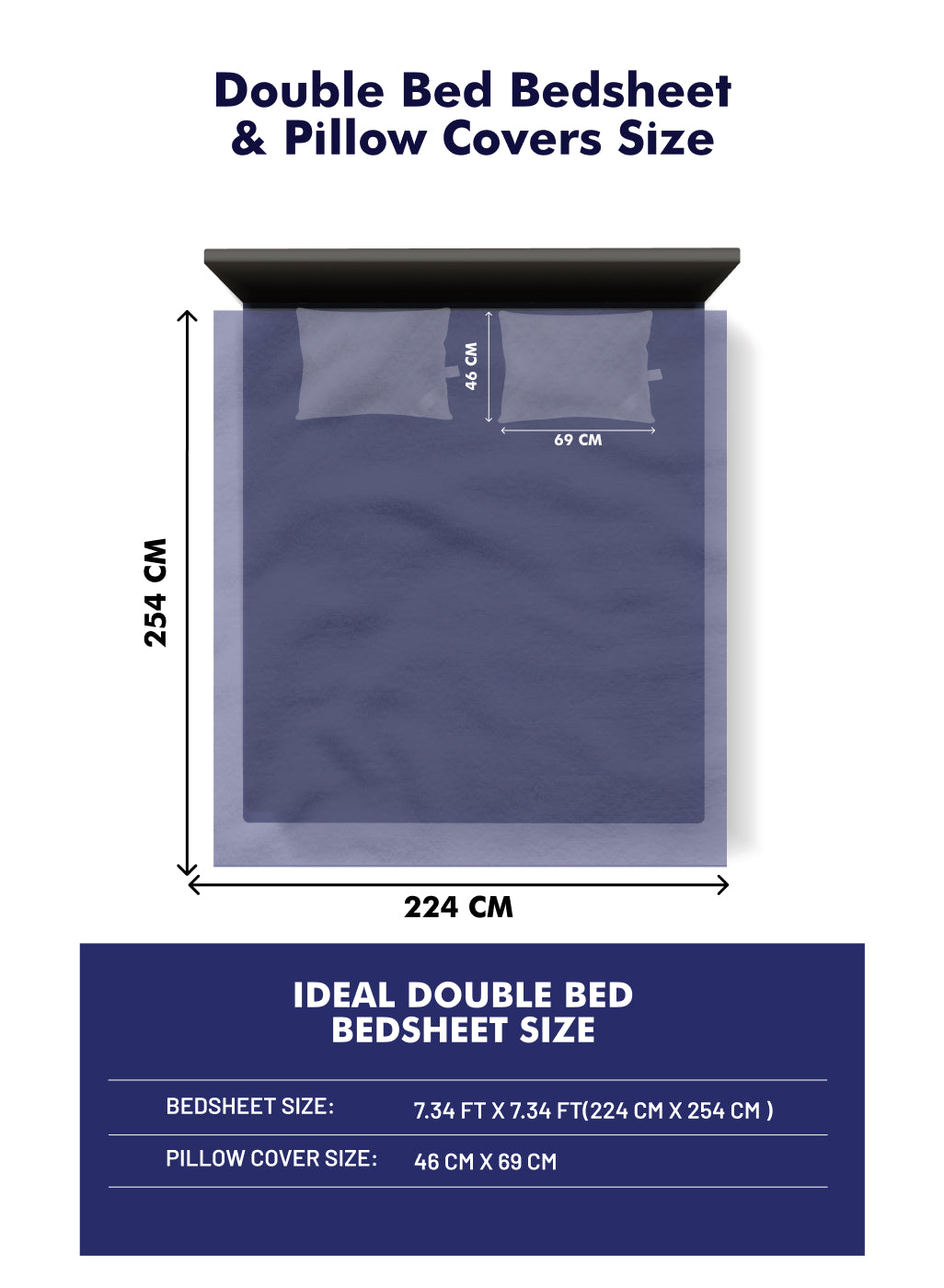 120 GSM  Polyester Double Bed Bedsheet with 2 Pillow Covers - Updated - Updated
