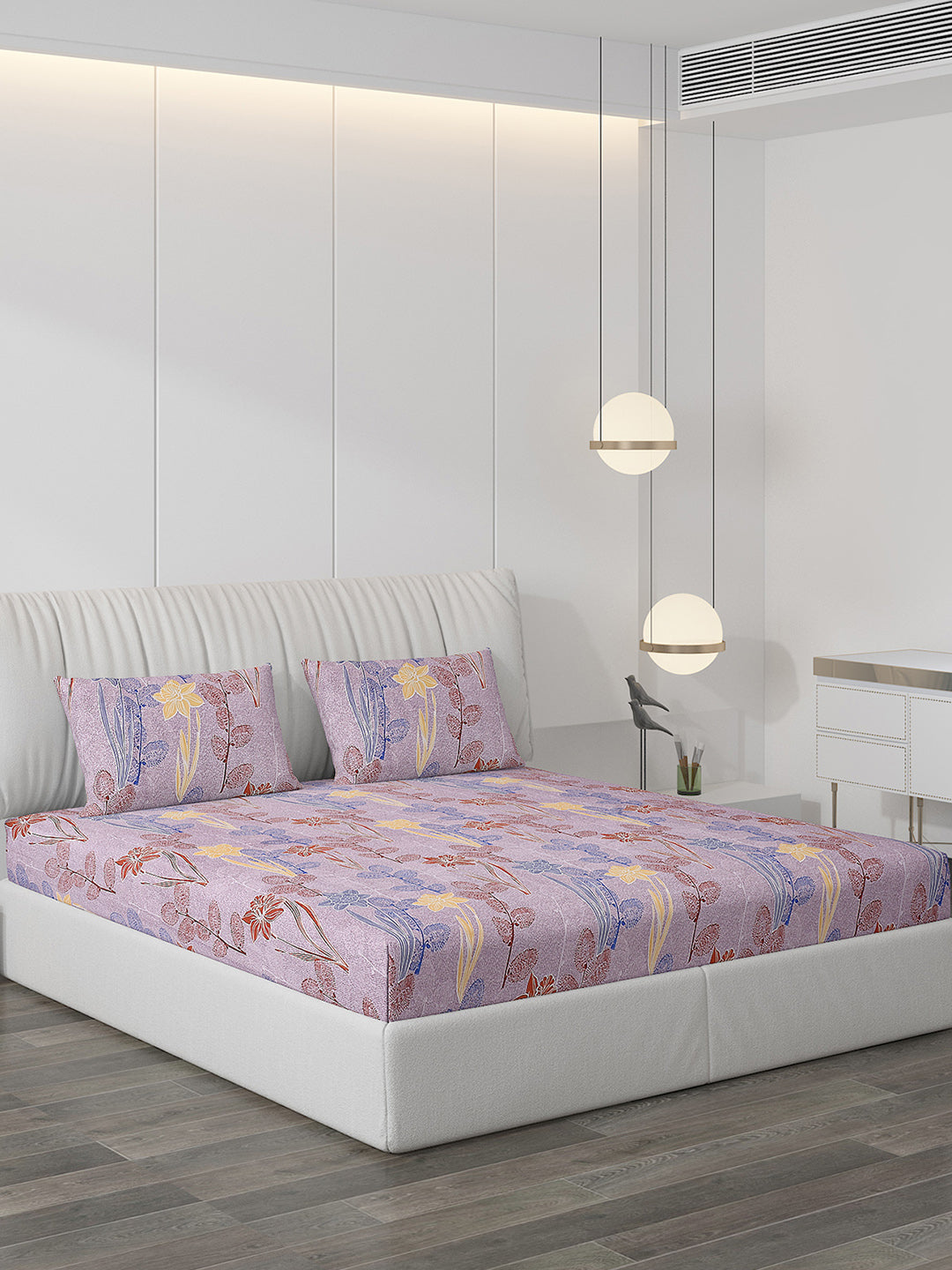 120 GSM  Polyester Double Bed Bedsheet with 2 Pillow Covers - Updated - Updated