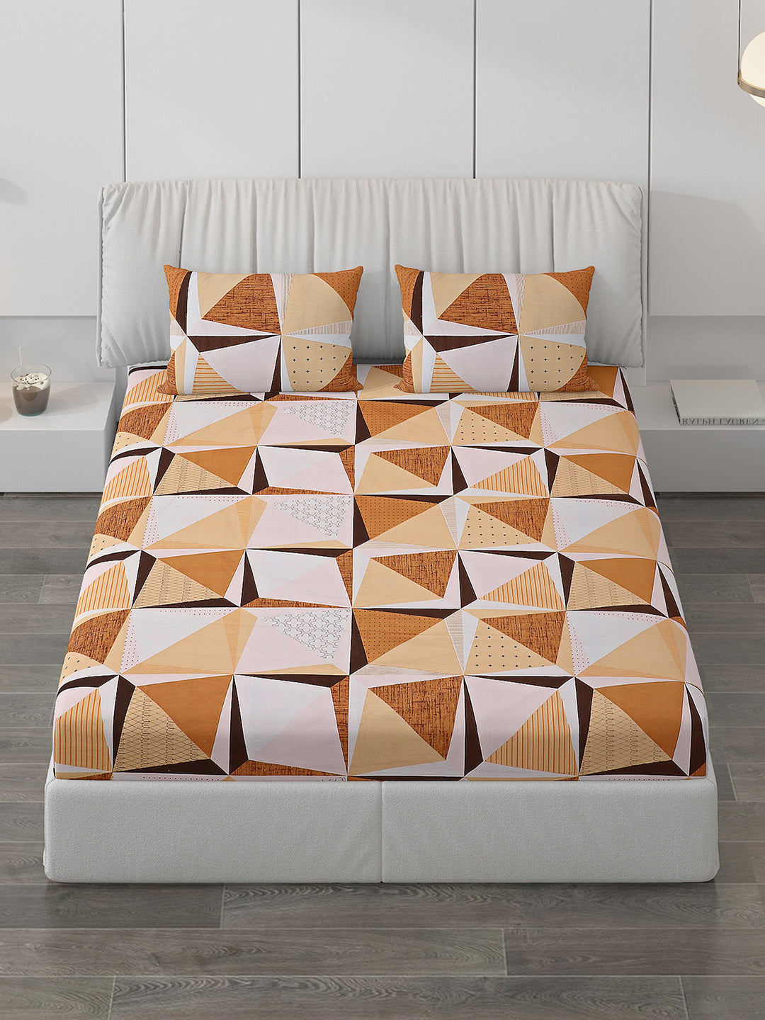 120 GSM  Polyester Double Bed Bedsheet with 2 Pillow Covers - Updated - Updated