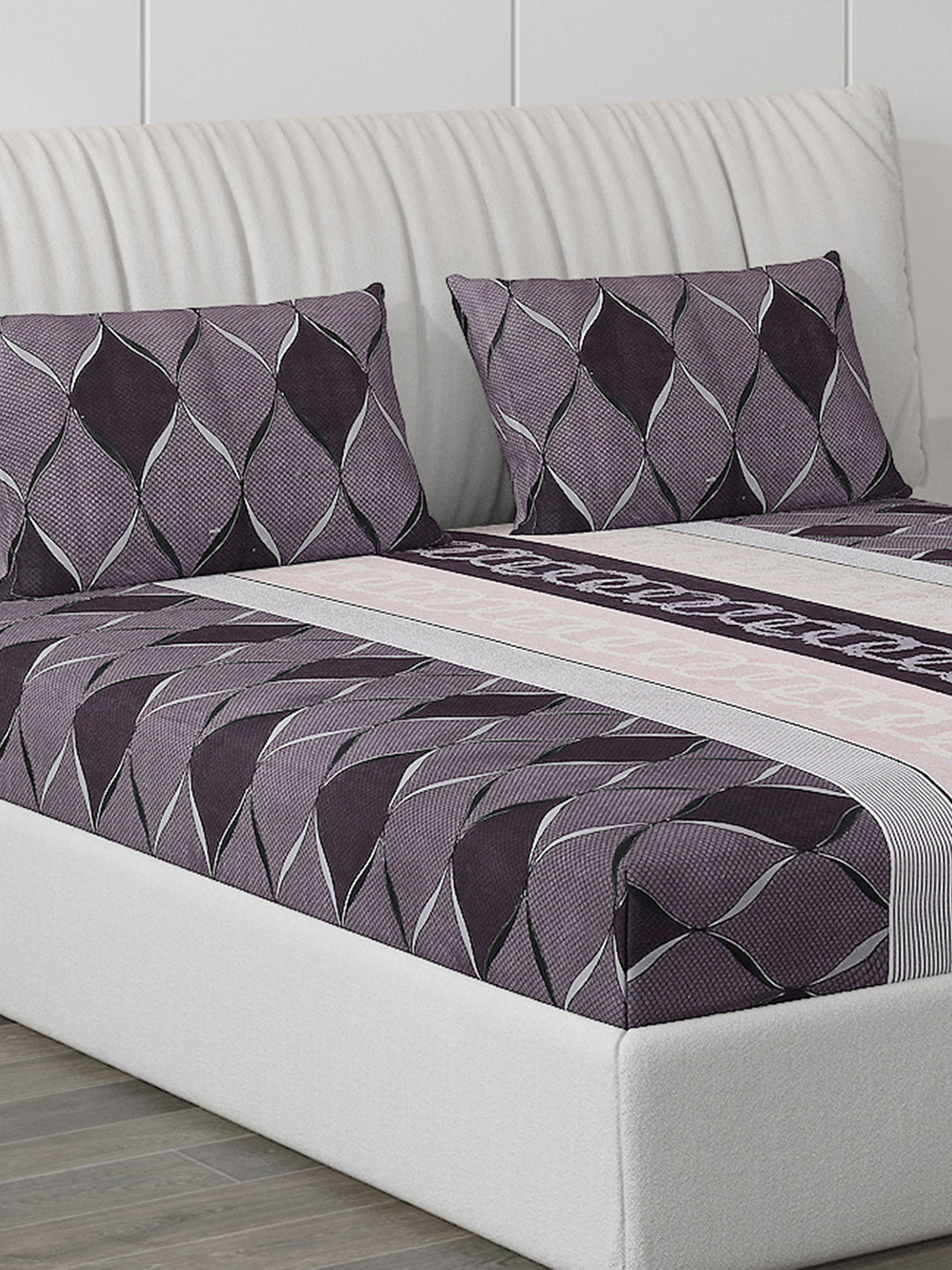120 GSM  Polyester Double Bed Bedsheet with 2 Pillow Covers - Updated - Updated