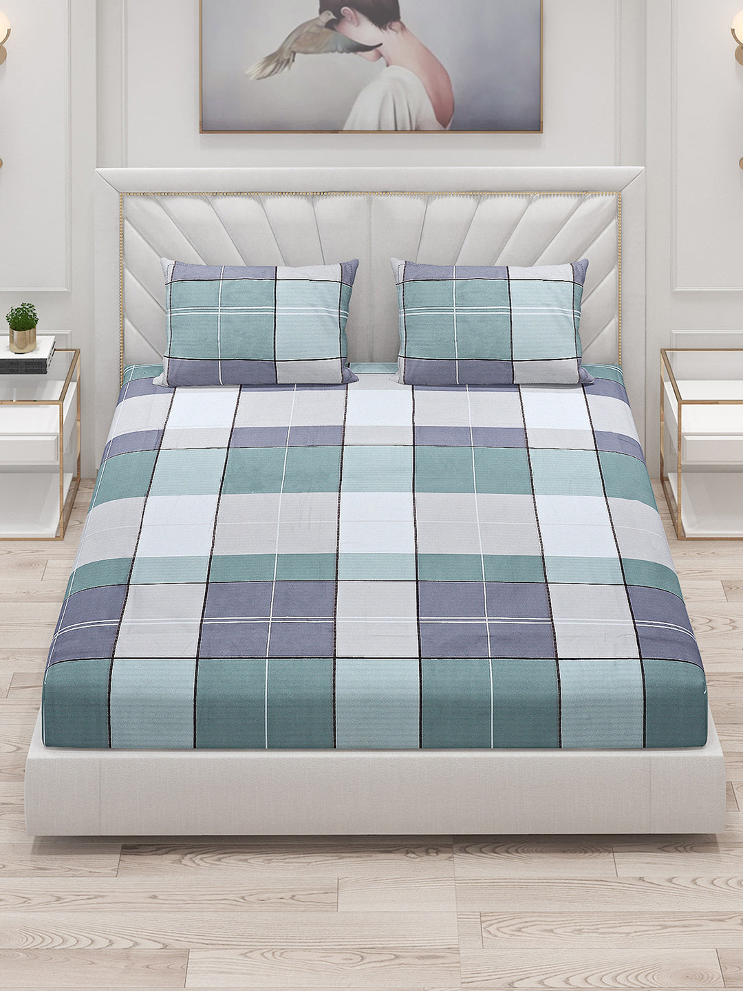 130 GSM Polyester Double Bed Bedsheet with 2 Pillow Covers