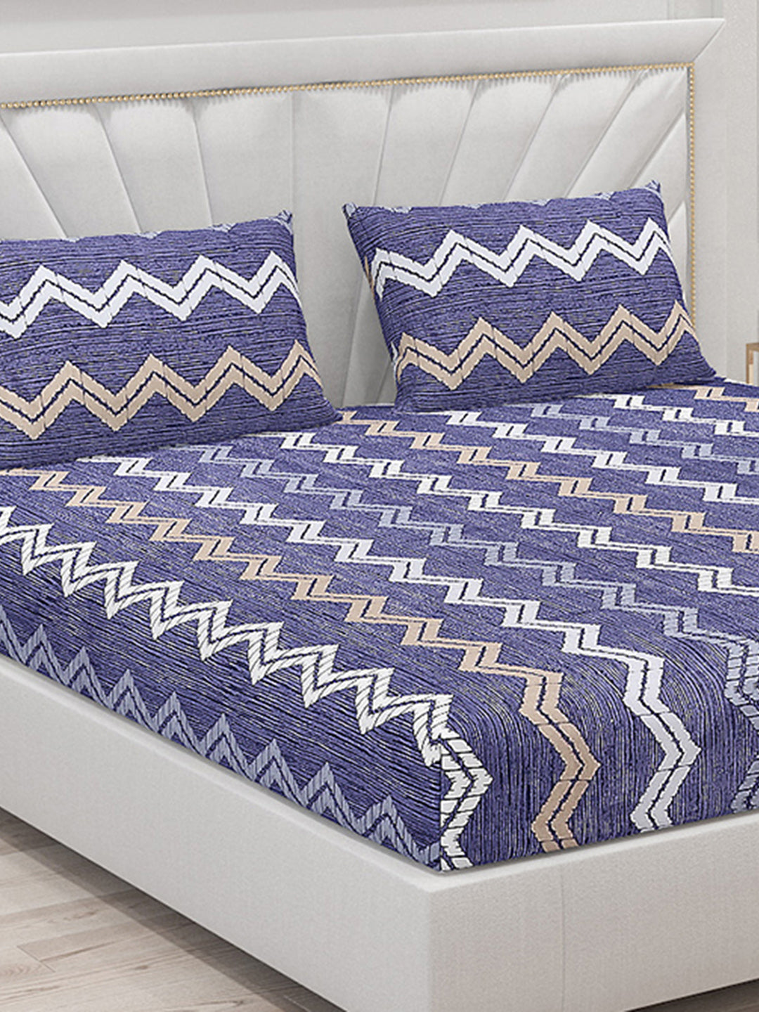 130 GSM Polyester Double Bed Bedsheet with 2 Pillow Covers