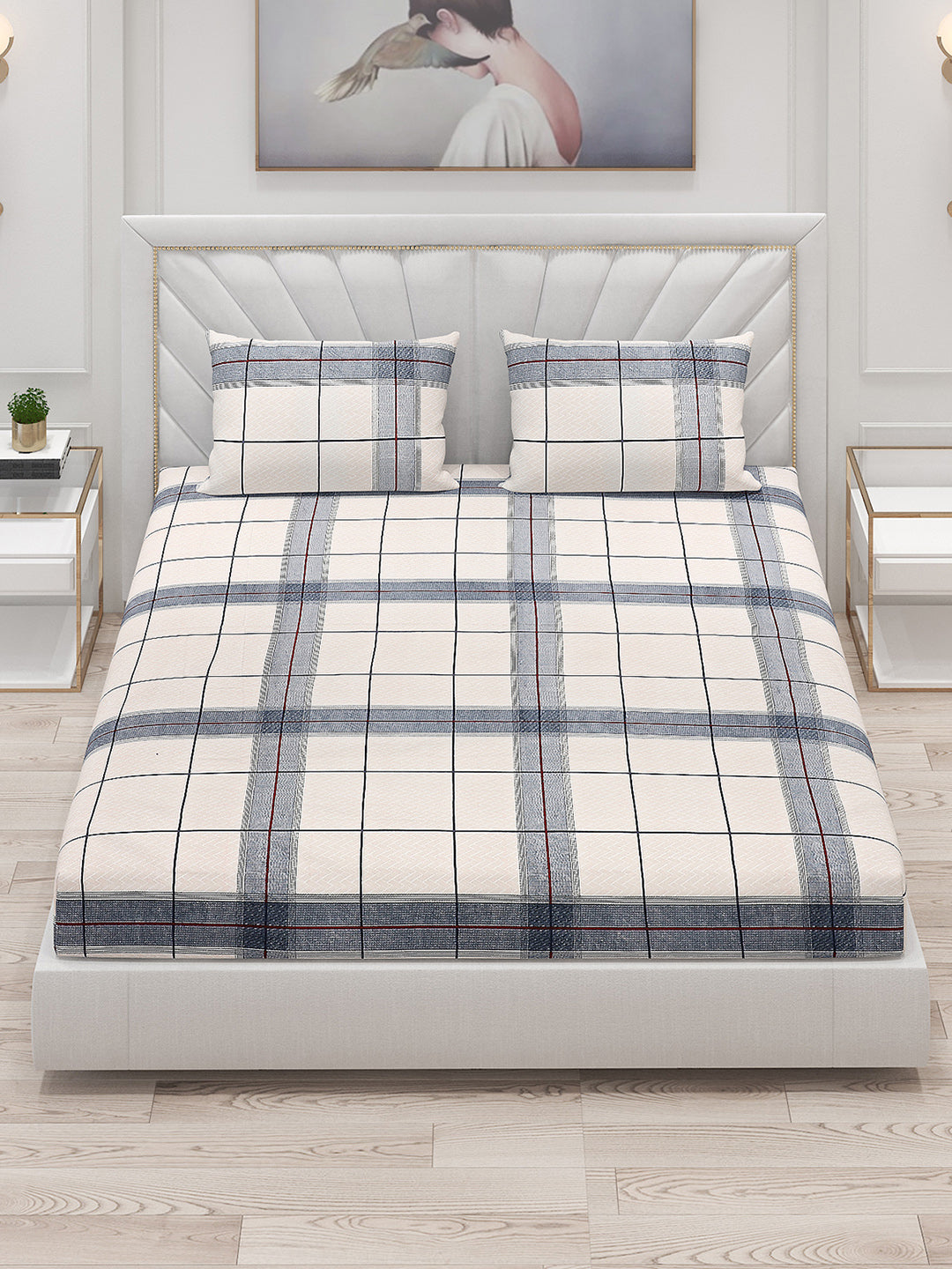 130 GSM Polyester Double Bed Bedsheet with 2 Pillow Covers