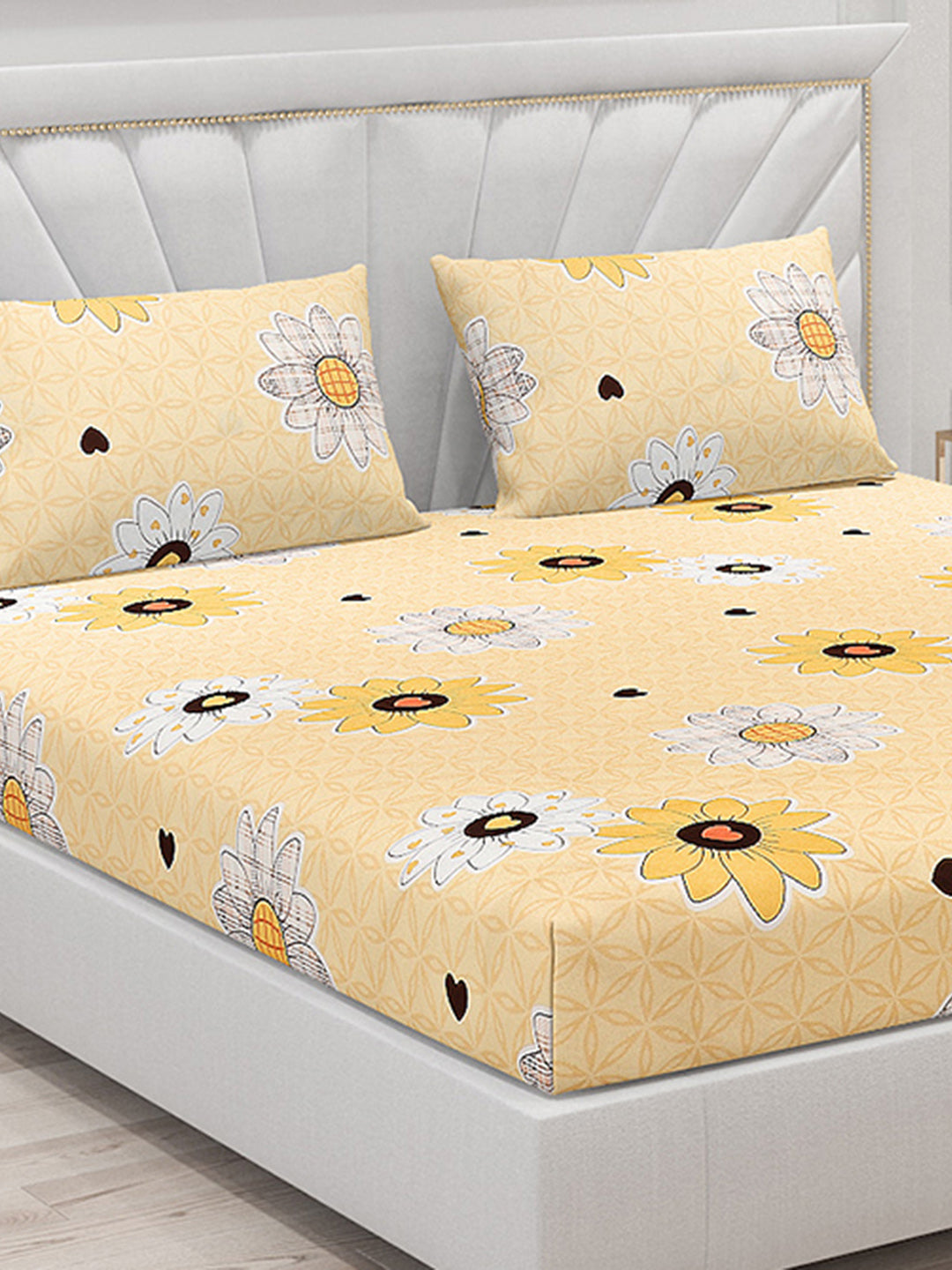 120 GSM  Polyester Double Bed Bedsheet with 2 Pillow Covers - Updated - Updated