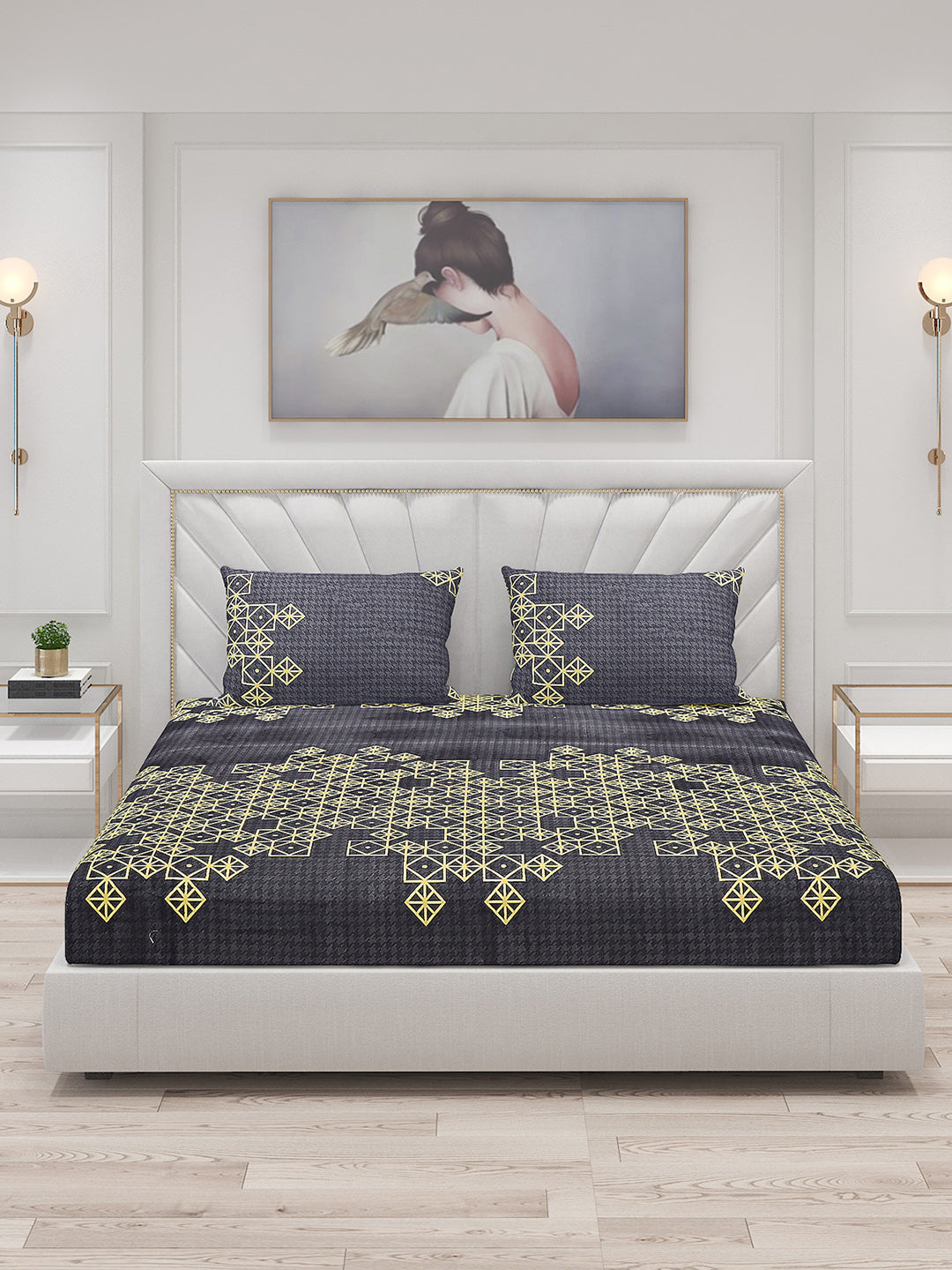 120 GSM  Polyester Double Bed Bedsheet with 2 Pillow Covers - Updated - Updated
