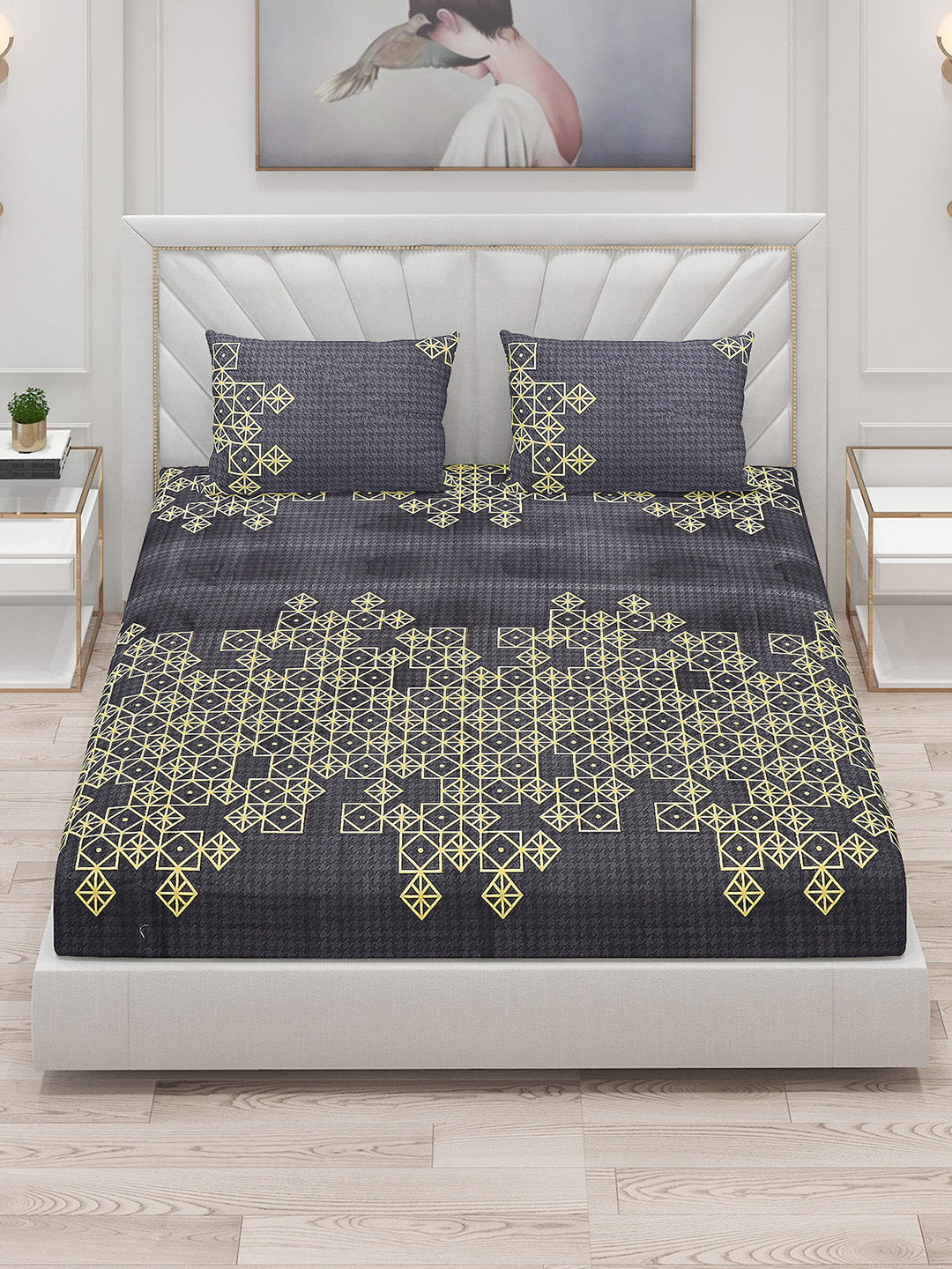 120 GSM  Polyester Double Bed Bedsheet with 2 Pillow Covers - Updated - Updated