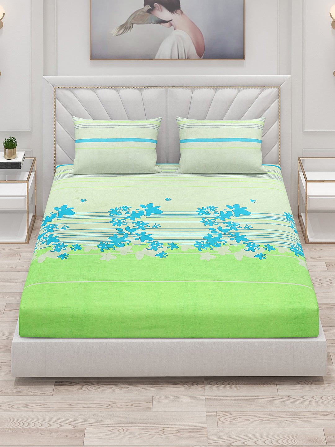120 GSM  Polyester Double Bed Bedsheet with 2 Pillow Covers - Updated - Updated