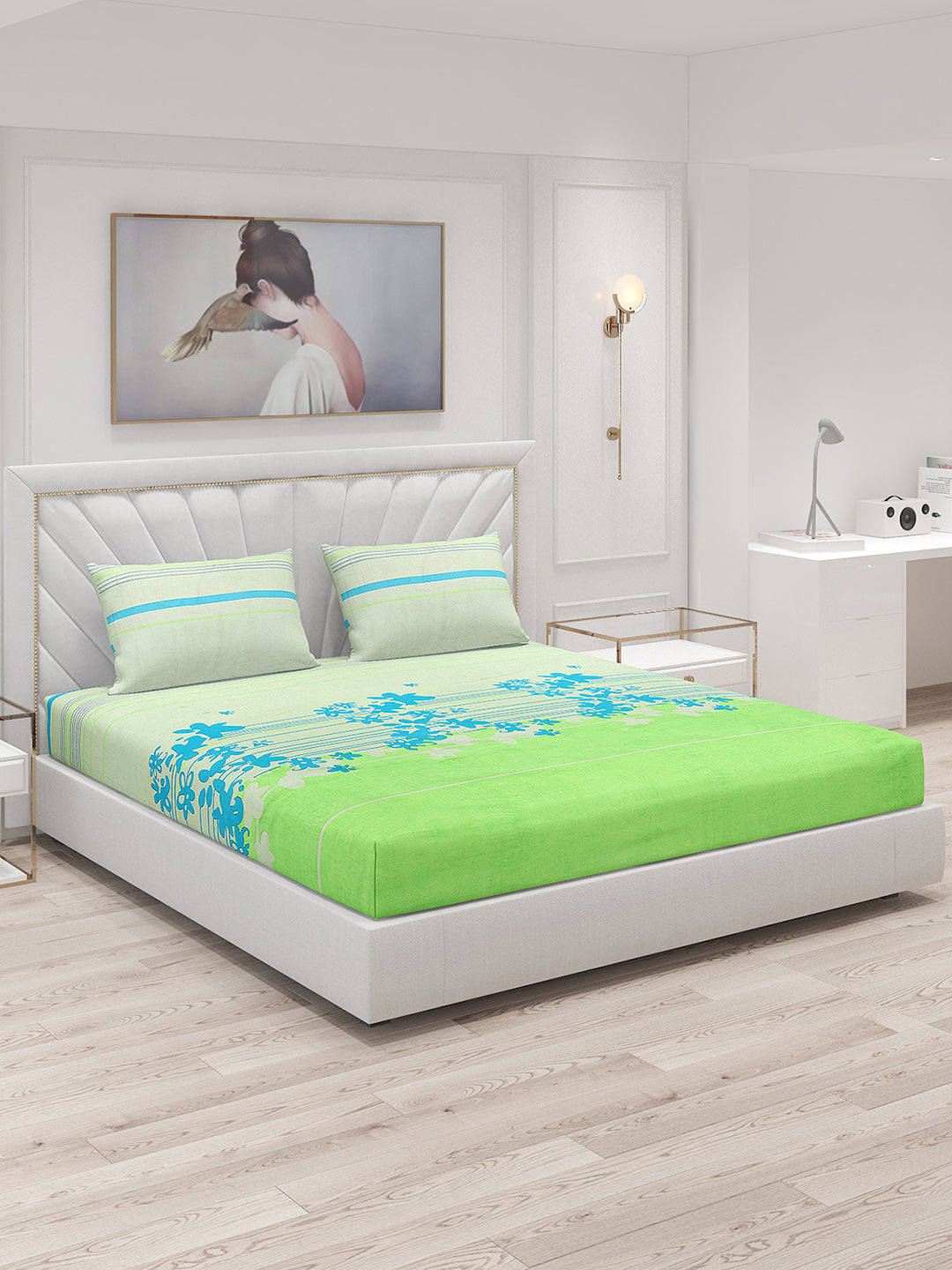 120 GSM  Polyester Double Bed Bedsheet with 2 Pillow Covers - Updated - Updated