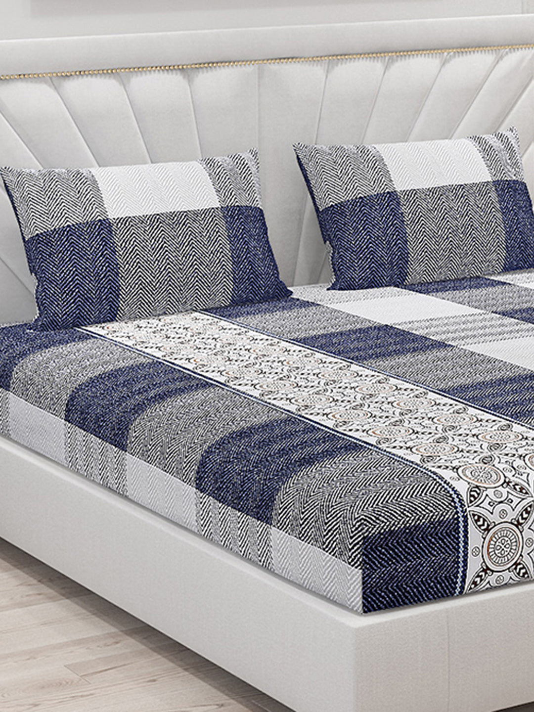 120 GSM  Polyester Double Bed Bedsheet with 2 Pillow Covers - Updated - Updated