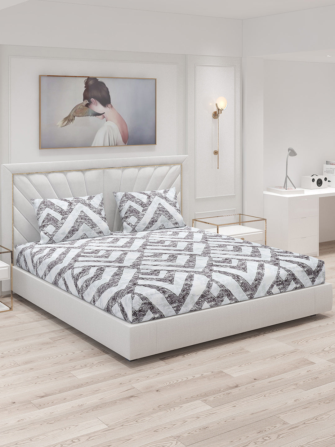 120 GSM  Polyester Double Bed Bedsheet with 2 Pillow Covers - Updated - Updated