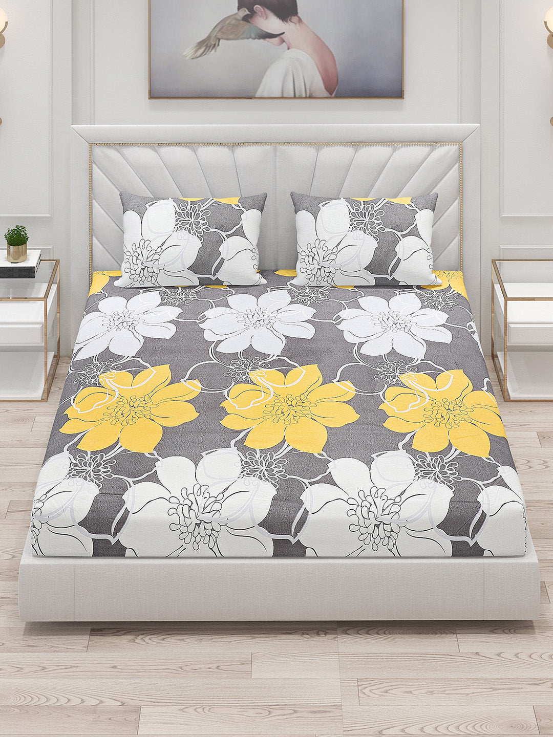 120 GSM  Polyester Double Bed Bedsheet with 2 Pillow Covers - Updated - Updated