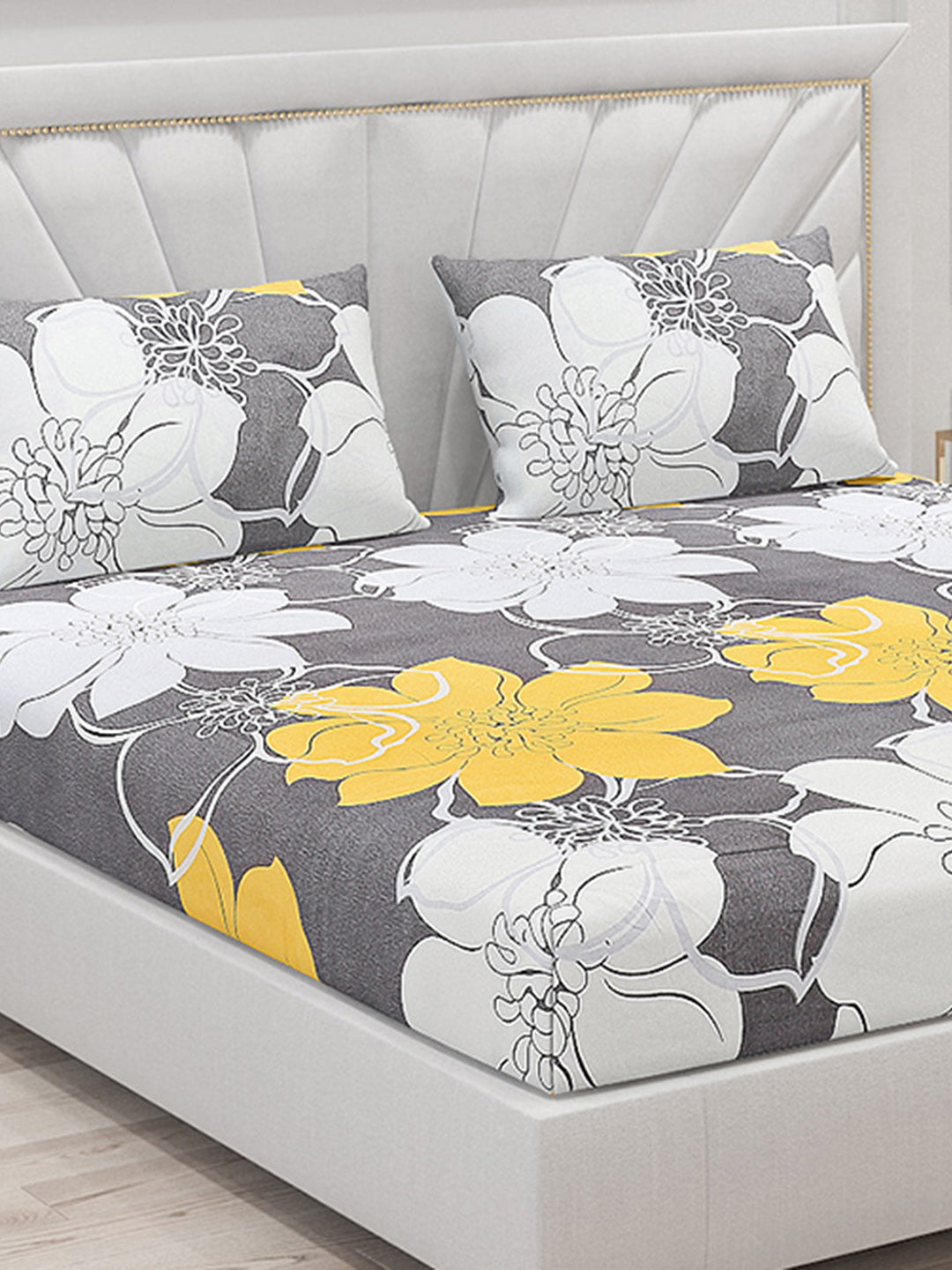120 GSM  Polyester Double Bed Bedsheet with 2 Pillow Covers - Updated - Updated