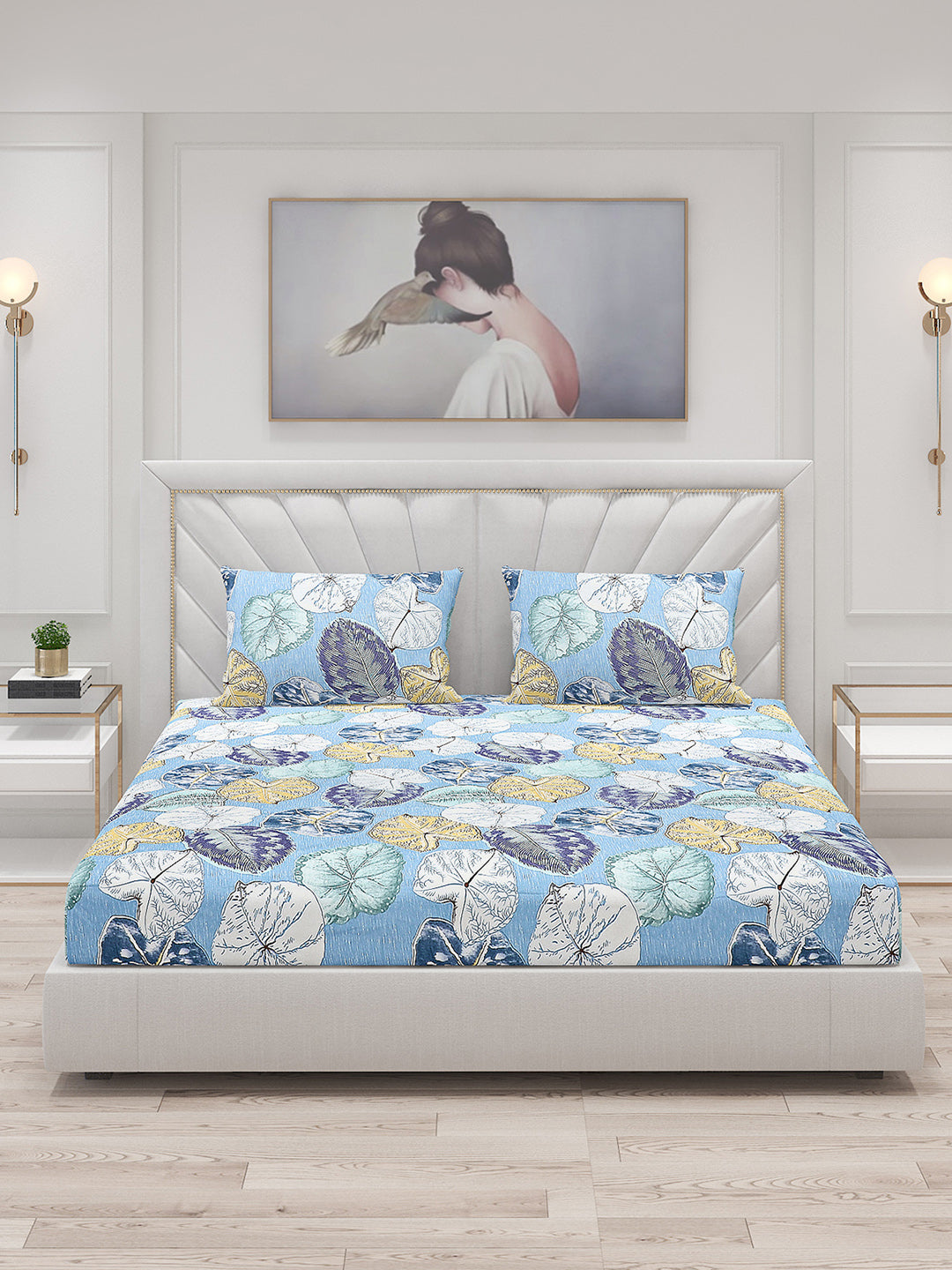 120 GSM  Polyester Double Bed Bedsheet with 2 Pillow Covers - Updated - Updated
