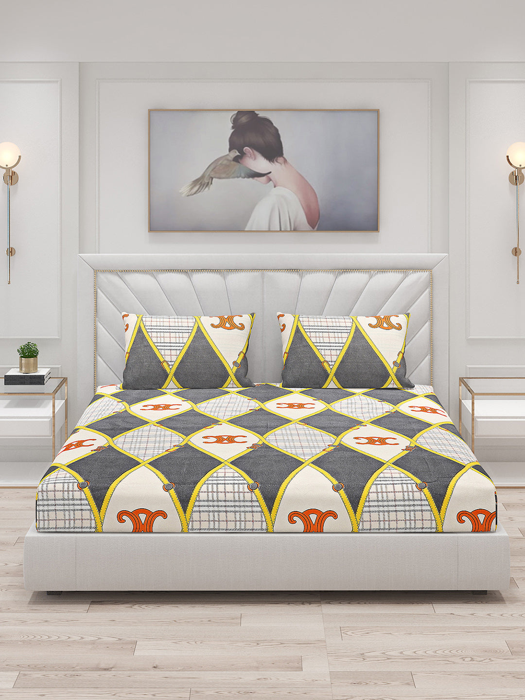 120 GSM  Polyester Double Bed Bedsheet with 2 Pillow Covers - Updated - Updated