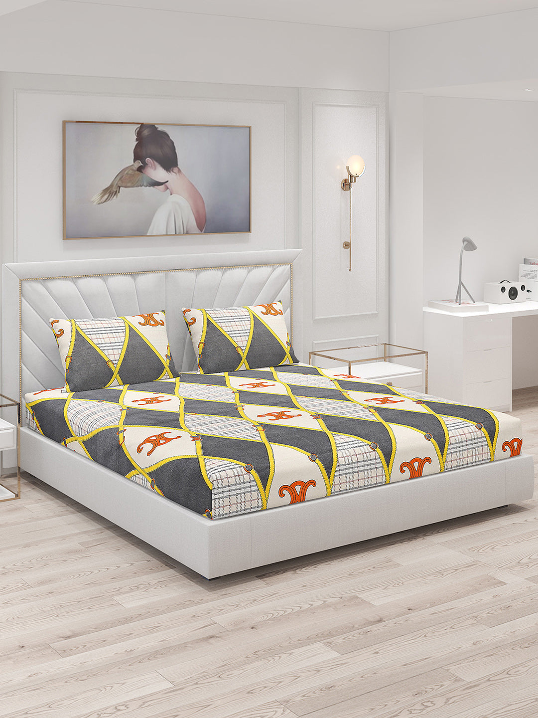 120 GSM  Polyester Double Bed Bedsheet with 2 Pillow Covers - Updated - Updated