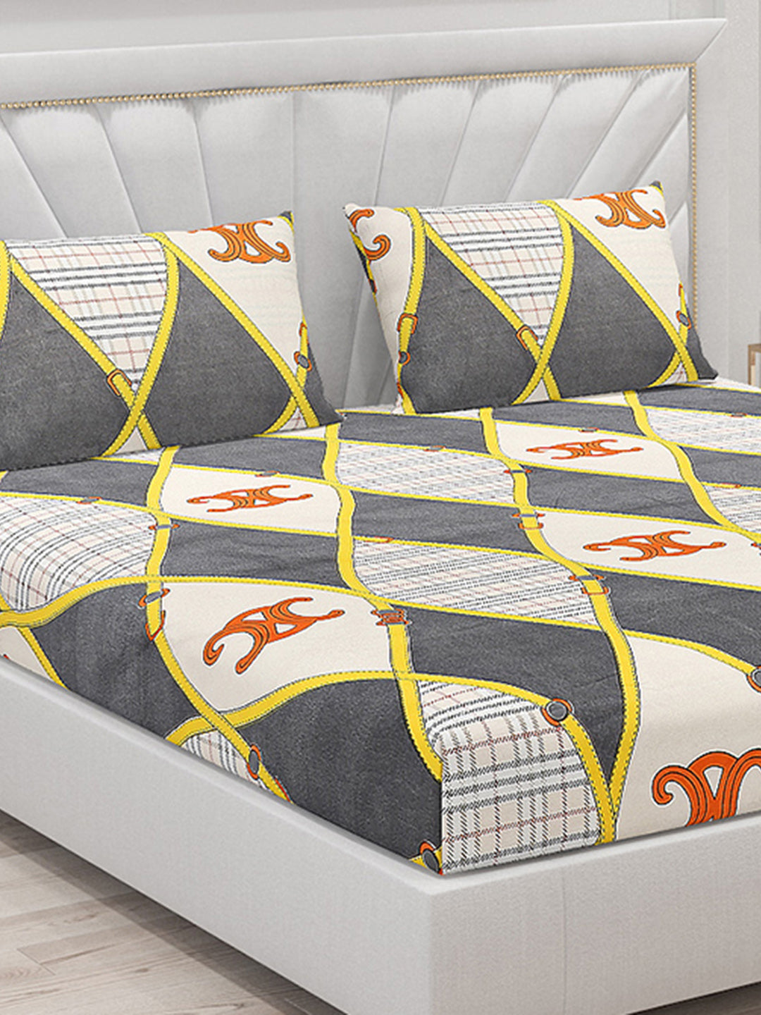 120 GSM  Polyester Double Bed Bedsheet with 2 Pillow Covers - Updated - Updated