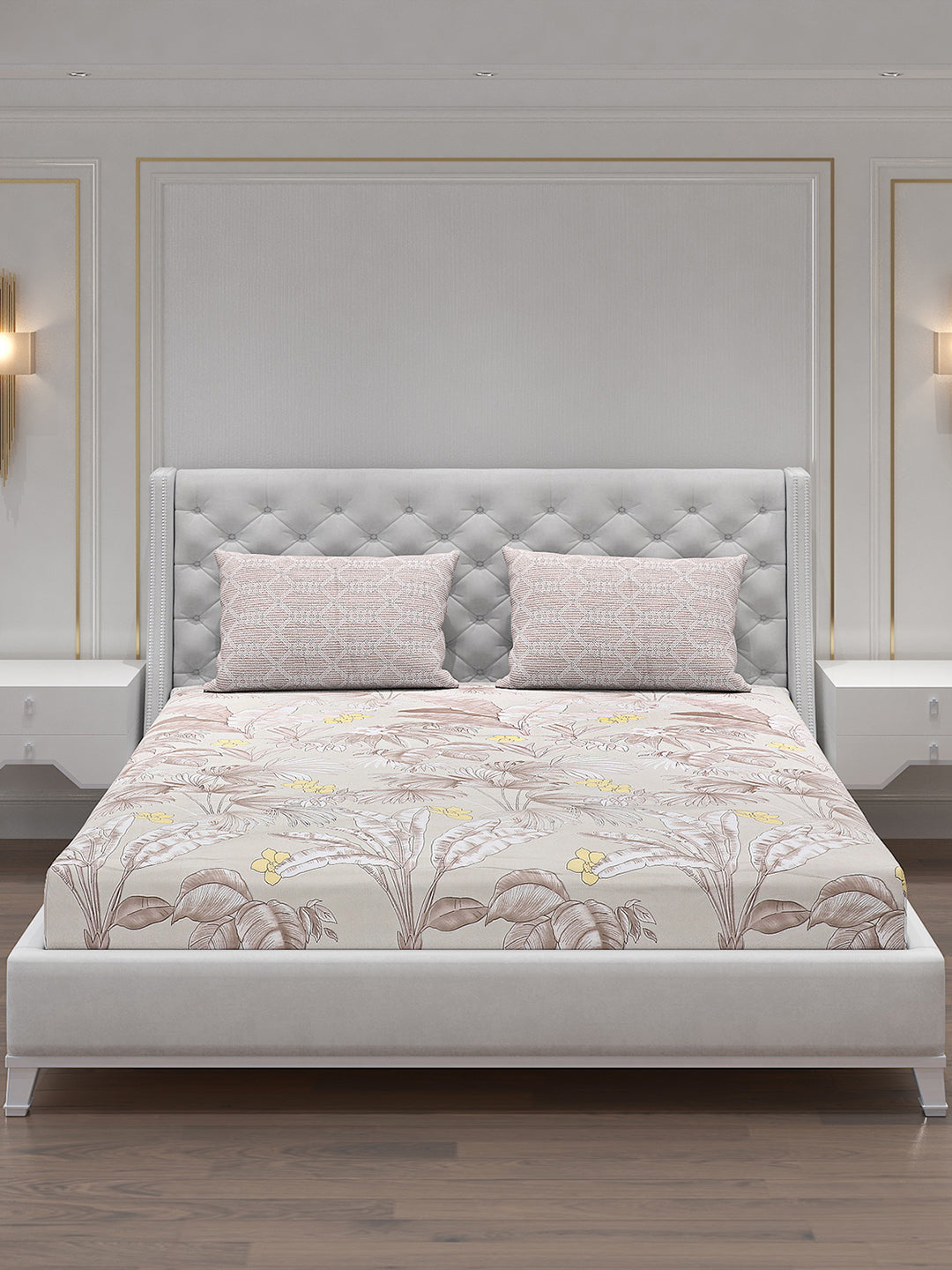 120 GSM  Polyester Double Bed Bedsheet with 2 Pillow Covers - Updated - Updated
