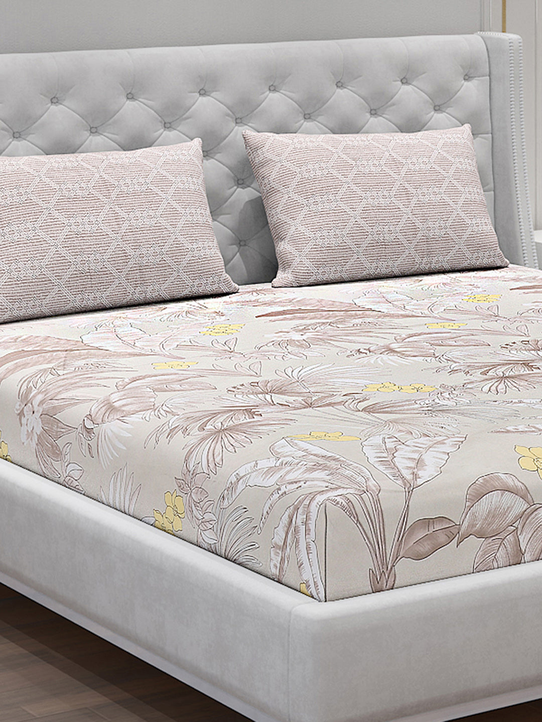 120 GSM  Polyester Double Bed Bedsheet with 2 Pillow Covers - Updated - Updated