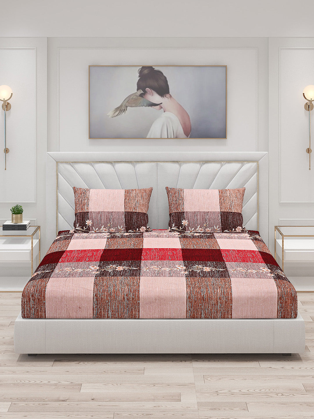 125 GSM Polyester Double Bed Bedsheet with 2 Pillow Covers