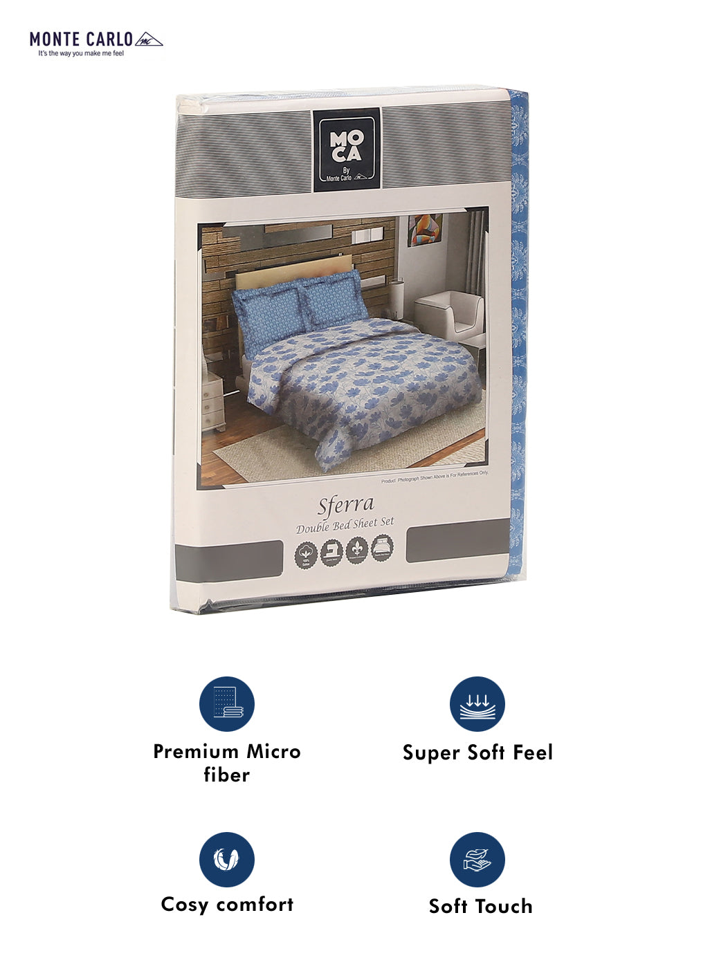 MOCA by Monte Carlo 144 TC Cotton King Bedsheet with 2 Pillow Covers