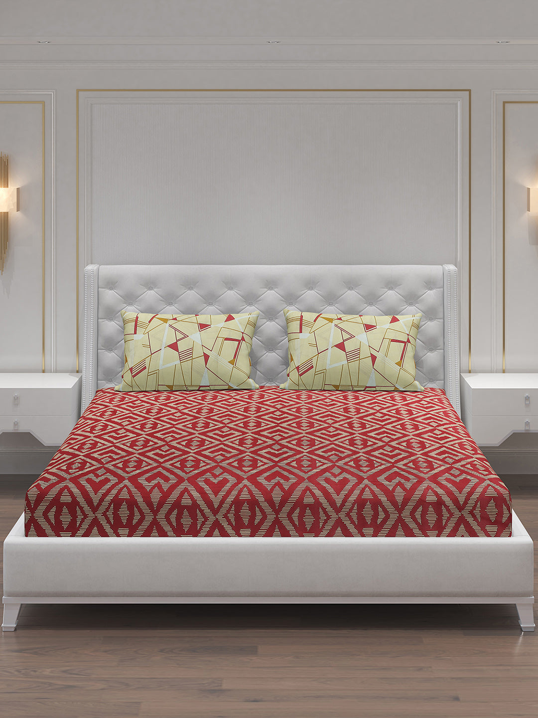 MOCA by Monte Carlo 144 TC Cotton King Bedsheet with 2 Pillow Covers