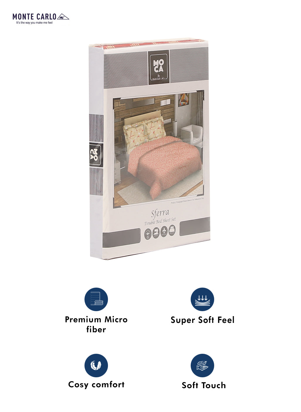 MOCA by Monte Carlo 144 TC Cotton King Bedsheet with 2 Pillow Covers