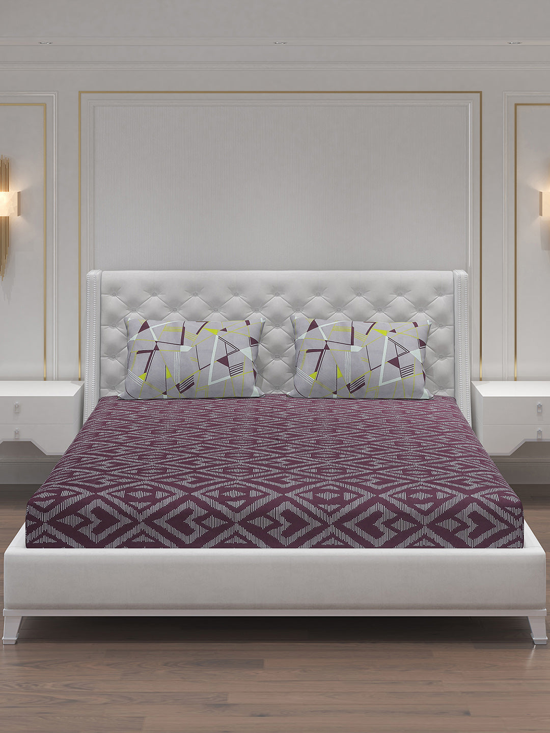 MOCA by Monte Carlo 144 TC Cotton King Bedsheet with 2 Pillow Covers