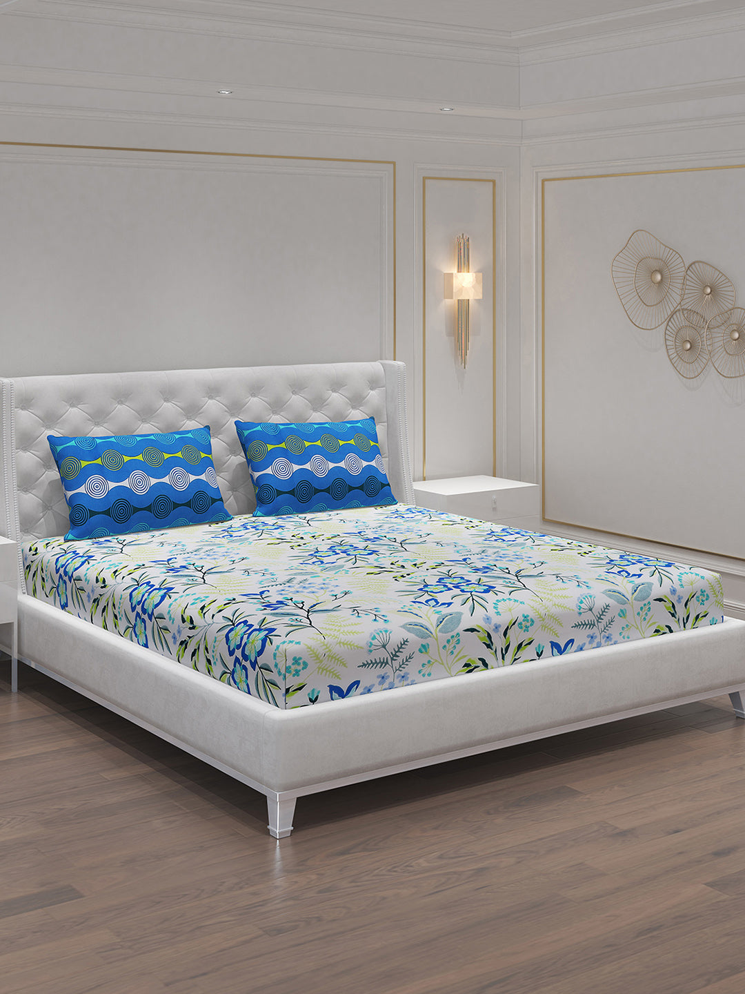 MOCA by Monte Carlo 144 TC Cotton King Bedsheet with 2 Pillow Covers