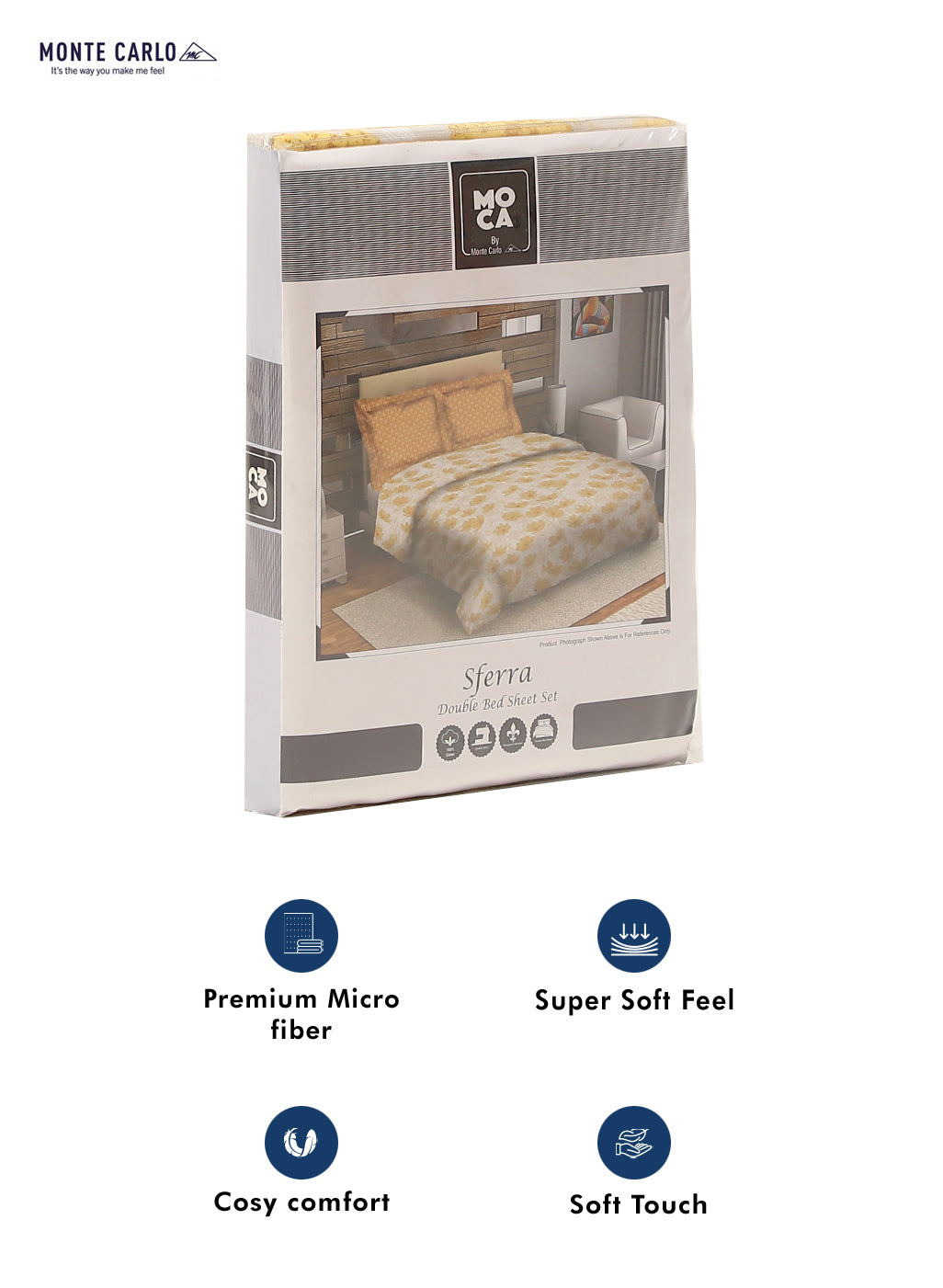 MOCA by Monte Carlo 144 TC Cotton King Bedsheet with 2 Pillow Covers