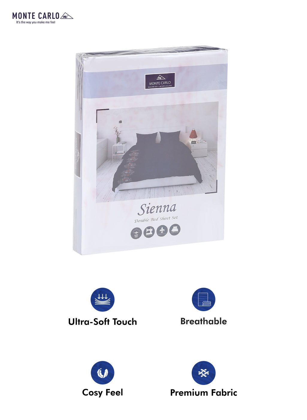 115 GSM Polyester Double Bed Bedsheet with 2 Pillow Covers - Updated - Updated