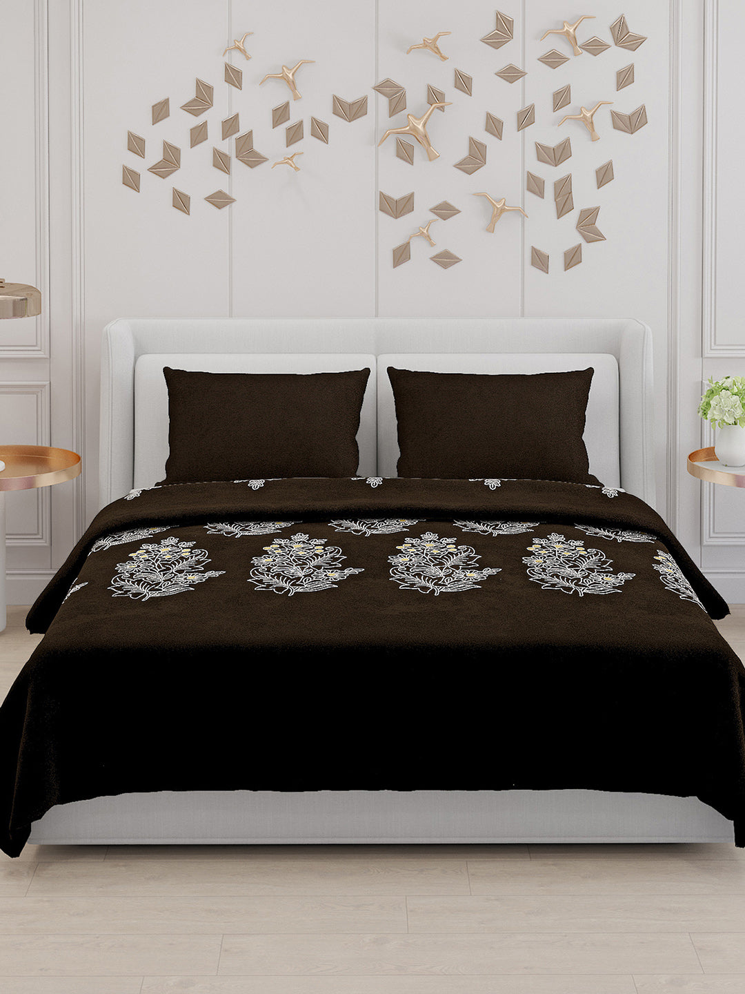 115 GSM Polyester Double Bed Bedsheet with 2 Pillow Covers - Updated - Updated