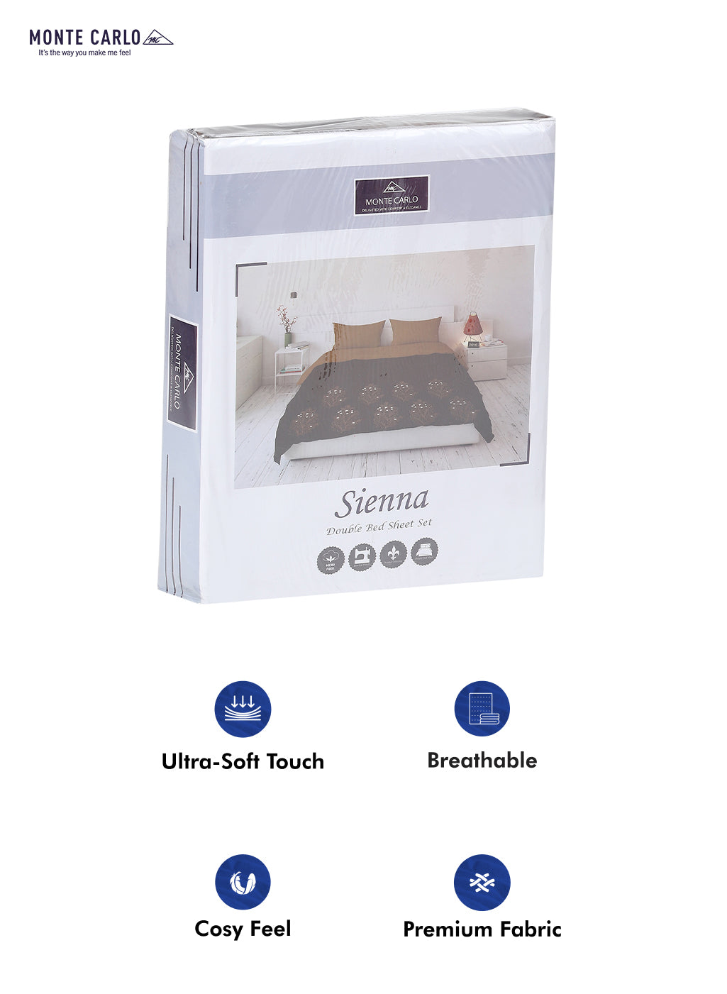 115 GSM Polyester Double Bed Bedsheet with 2 Pillow Covers - Updated - Updated