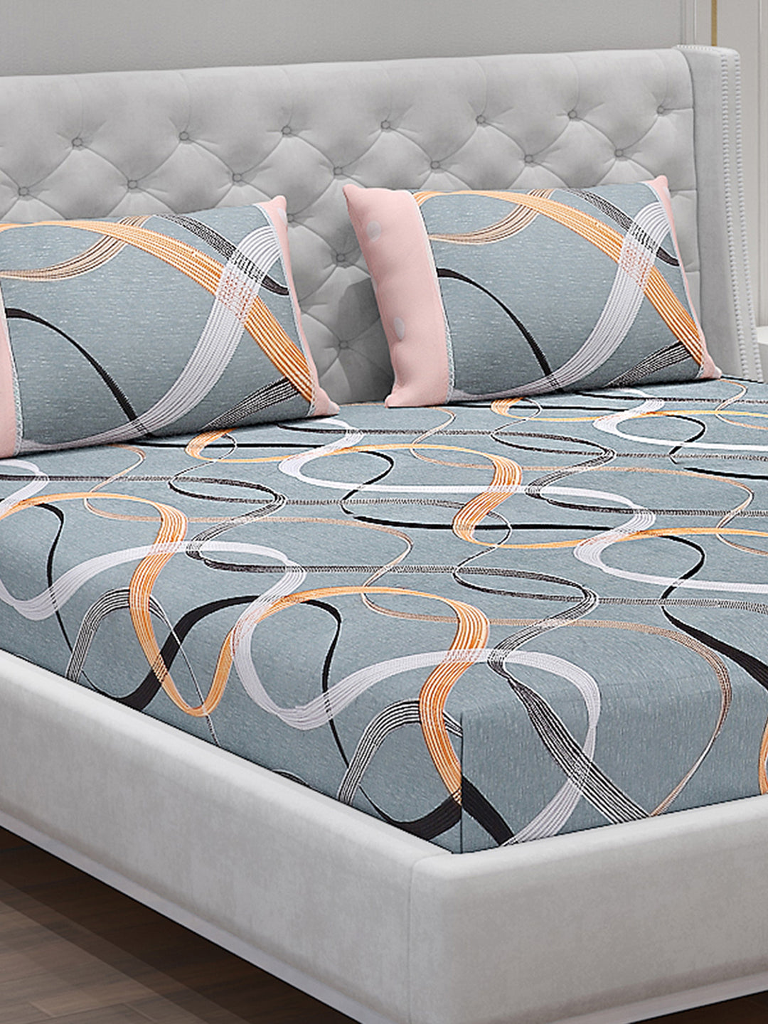 130 GSM Polyester Double Bed Bedsheet with 2 Pillow Covers