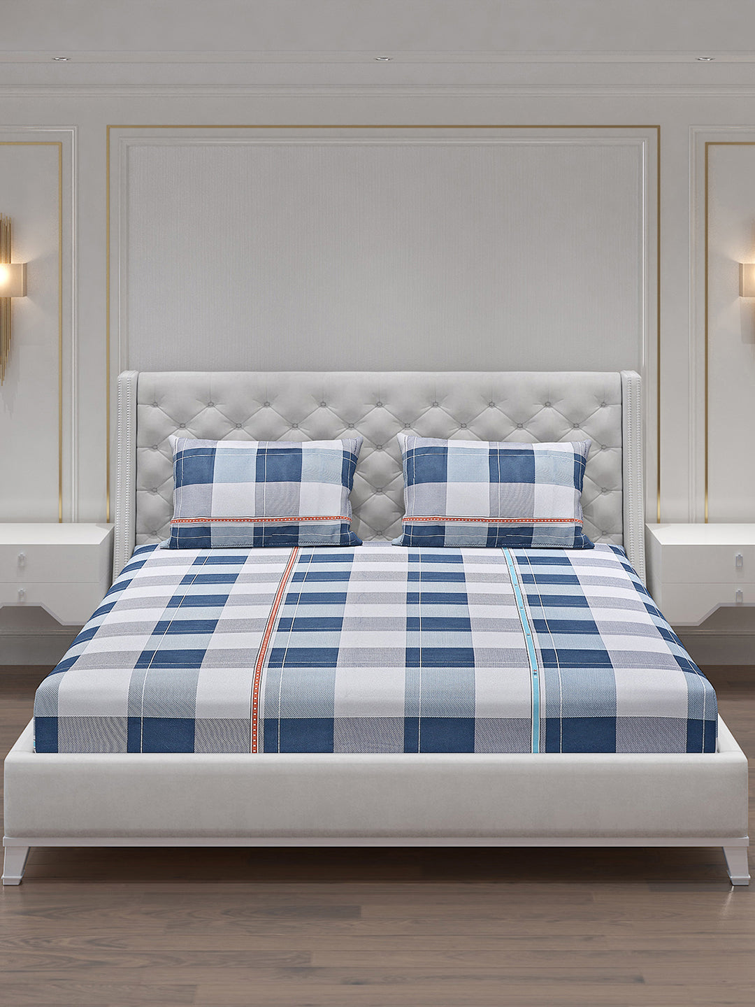 140 GSM Polyester Double Bed Bedsheet with 2 Pillow Covers