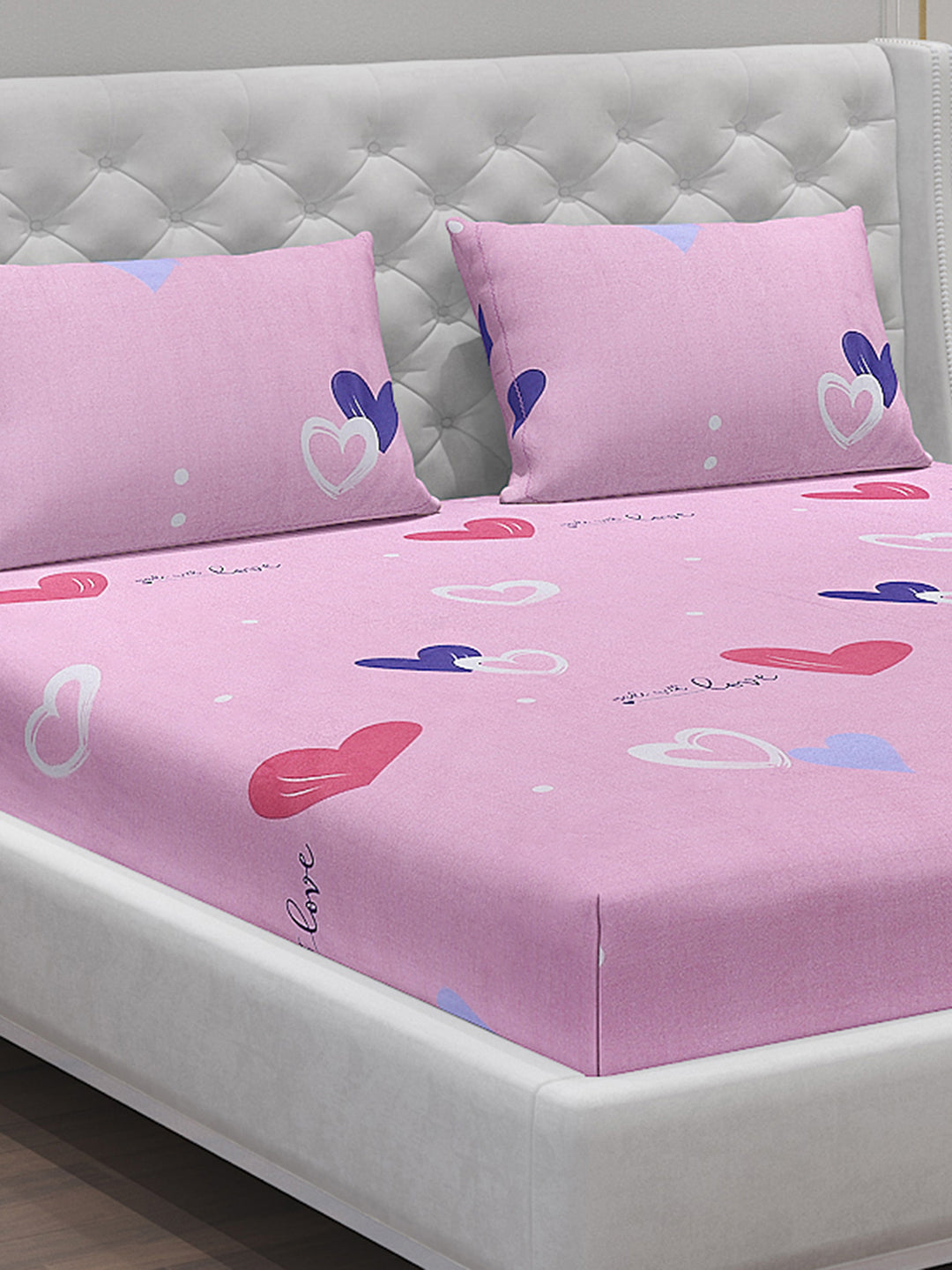 140 GSM Polyester Double Bed Bedsheet with 2 Pillow Covers